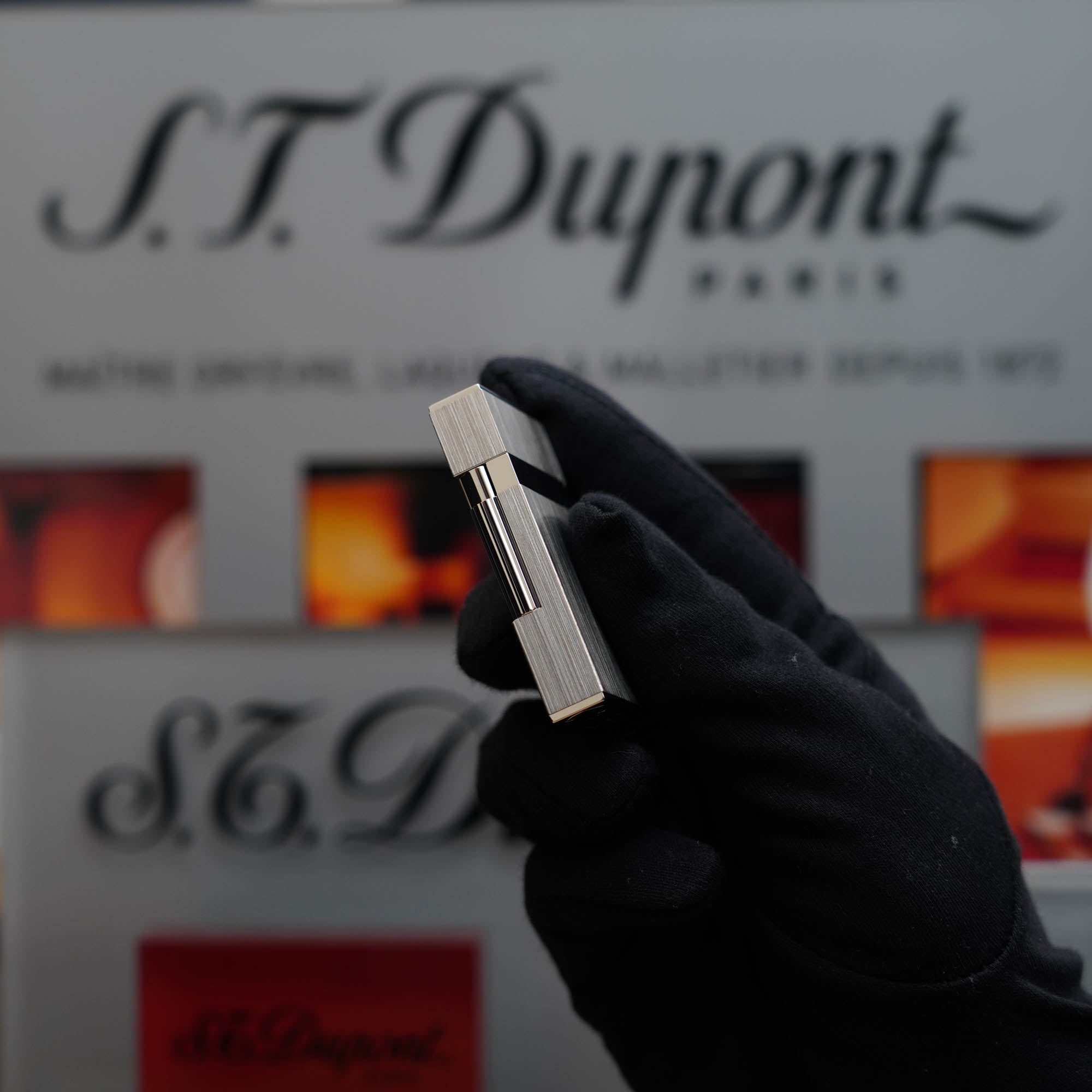 Vintage 1990 St Dupont Montparnasse Heavy Platinum Dual Flame Finish Ligne 2 Lighter