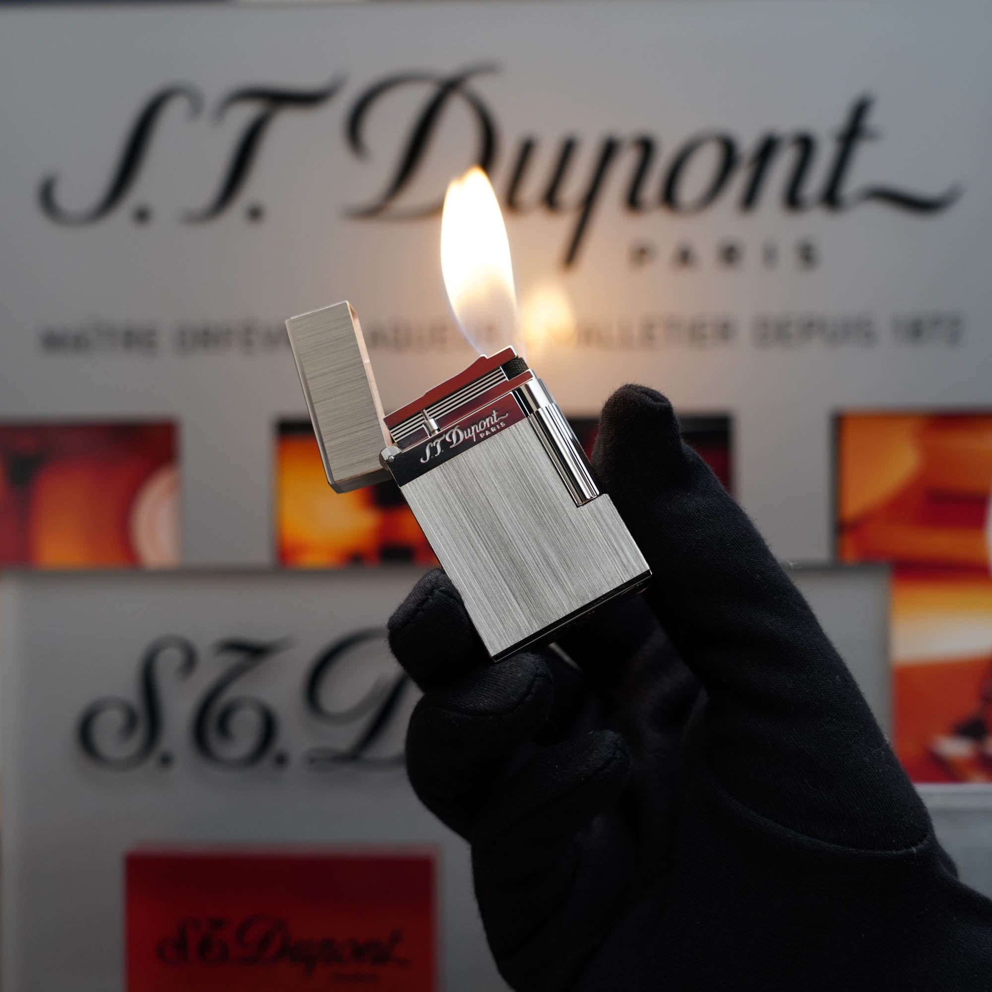 Vintage 1990 St Dupont Montparnasse Heavy Platinum Dual Flame Finish Ligne 2 Lighter