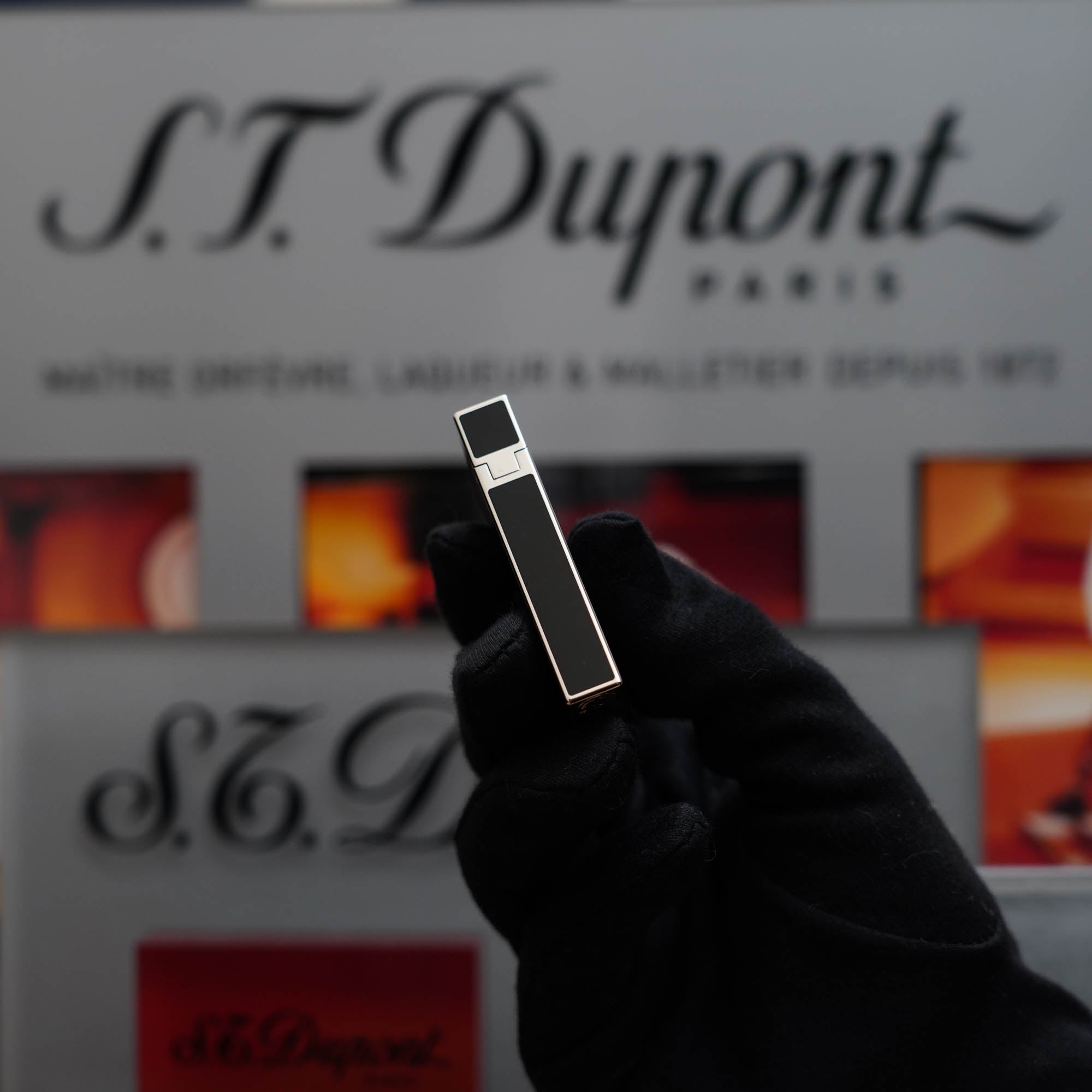 Vintage 1990 St Dupont Montparnasse Heavy Platinum Natural Black Lacquer Ligne 2 Lighter