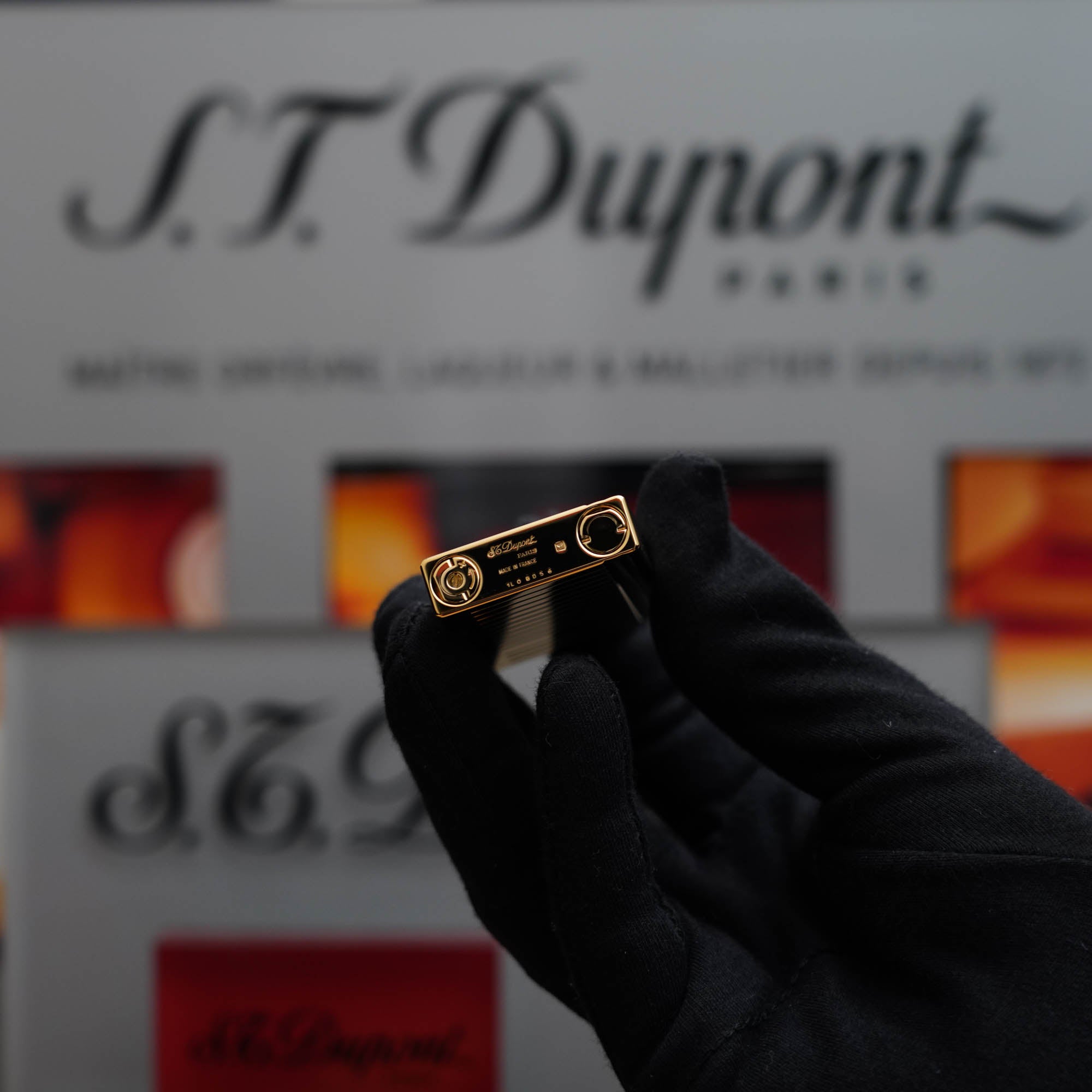 Vintage 1980 S.T. Dupont Rare Gatsby Heavy 24k Gold Finish Lines