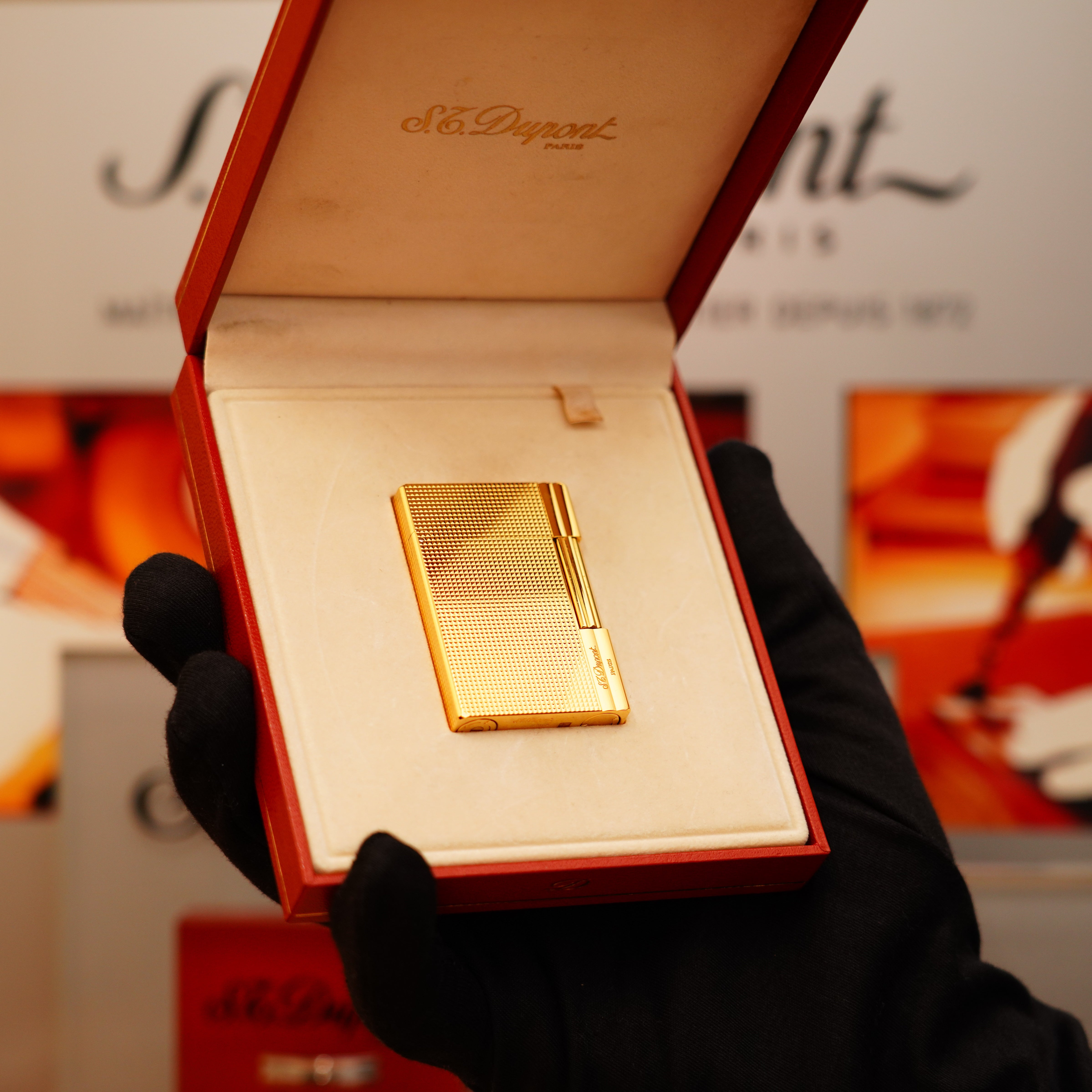 Vintage 1993 St Dupont Rare Heavy 24k Gold Finish Gatsby Diamond