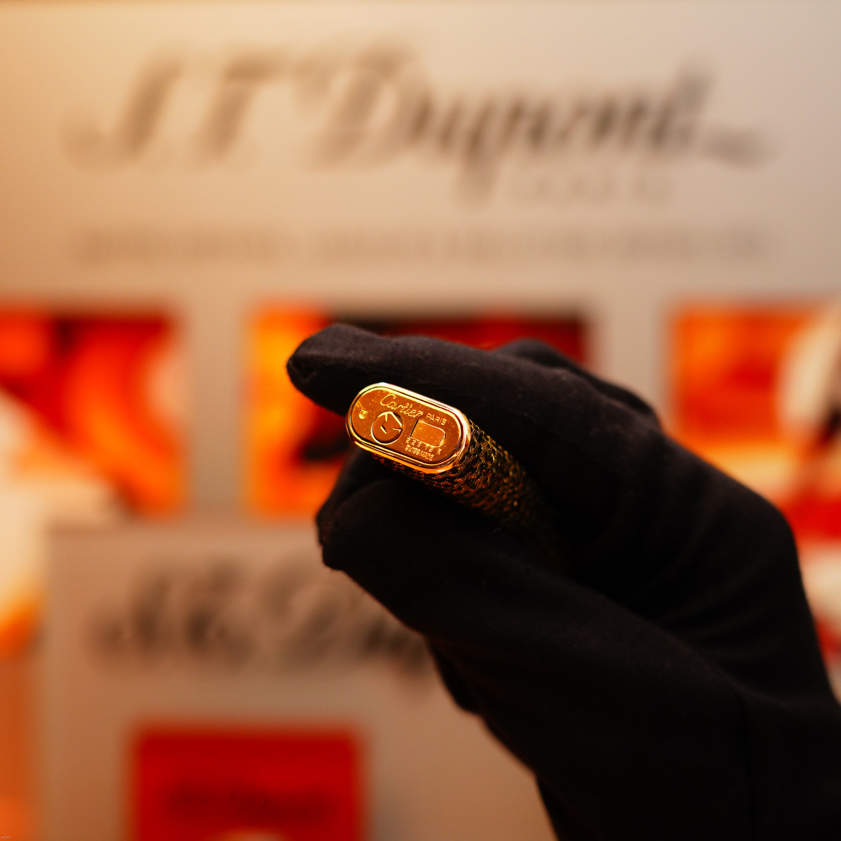 Vintage 1970 Rare Cartier Solid 18k italian Gold Basket with 750 Hallmark Lighter