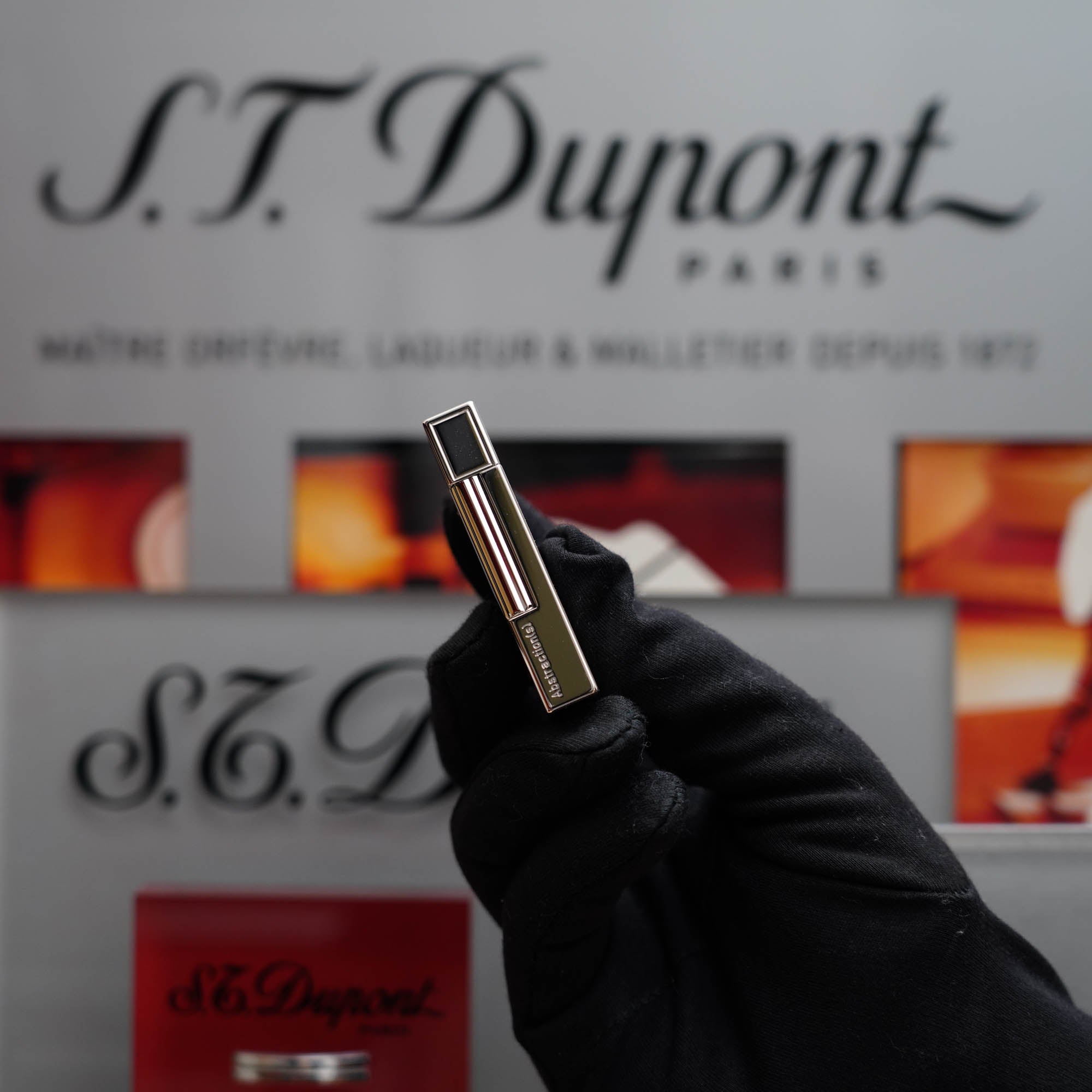 Vintage 1990 St Dupont Abstraction Limited to 2500 Heavy Palladium Finish Ligne 2 Black Lacquer Lighter