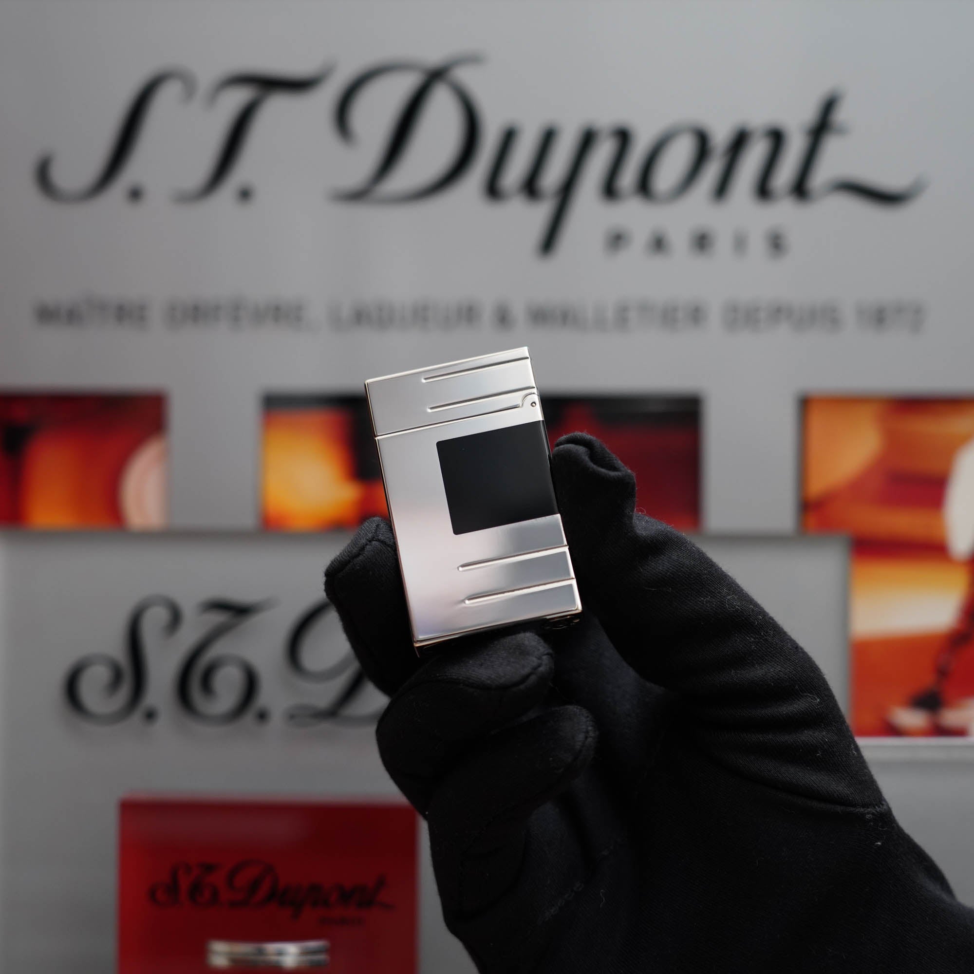 Vintage 1990 St Dupont Abstraction Limited to 2500 Heavy Palladium Finish Ligne 2 Black Lacquer Lighter