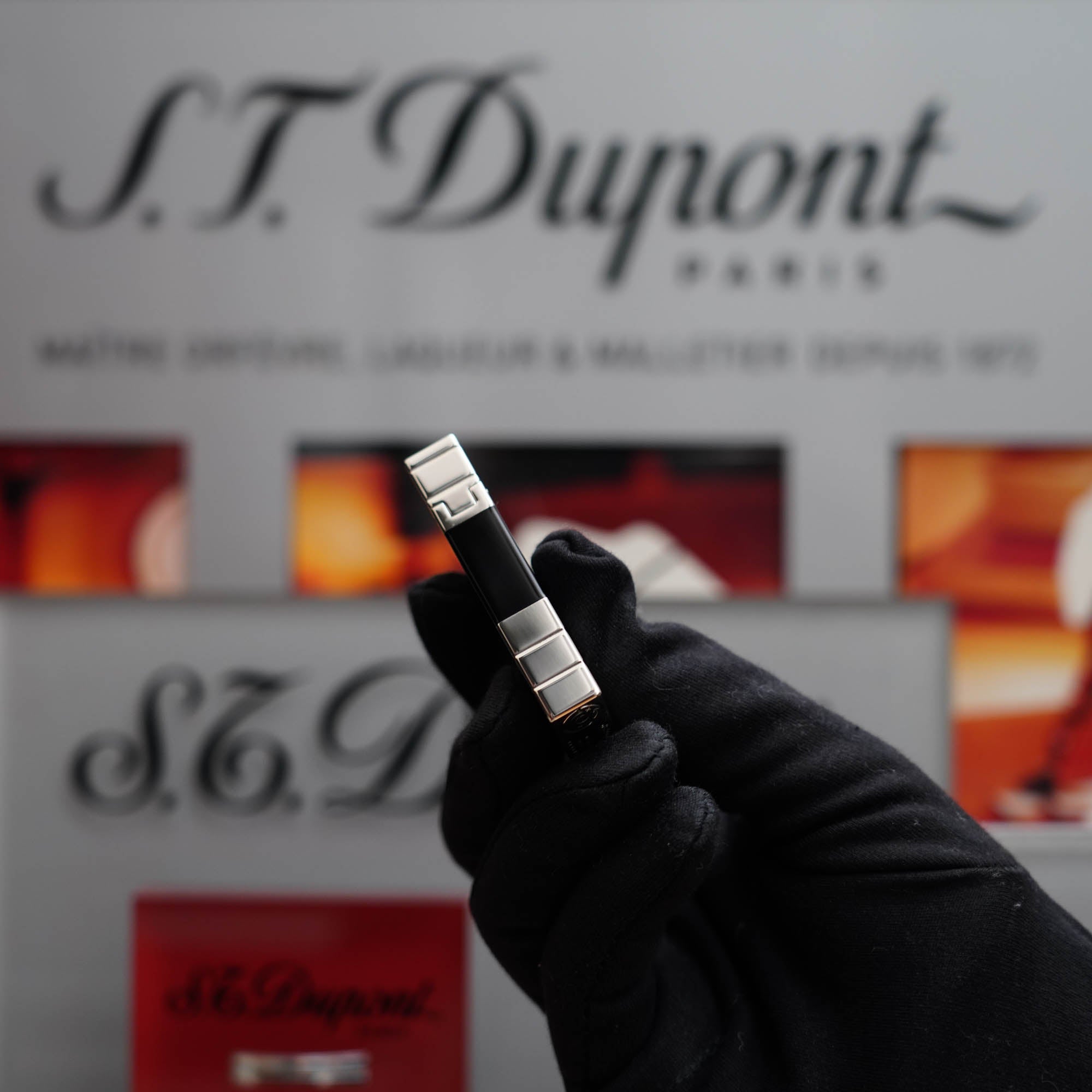 Vintage 1990 St Dupont Abstraction Limited to 2500 Heavy Palladium Finish Ligne 2 Black Lacquer Lighter