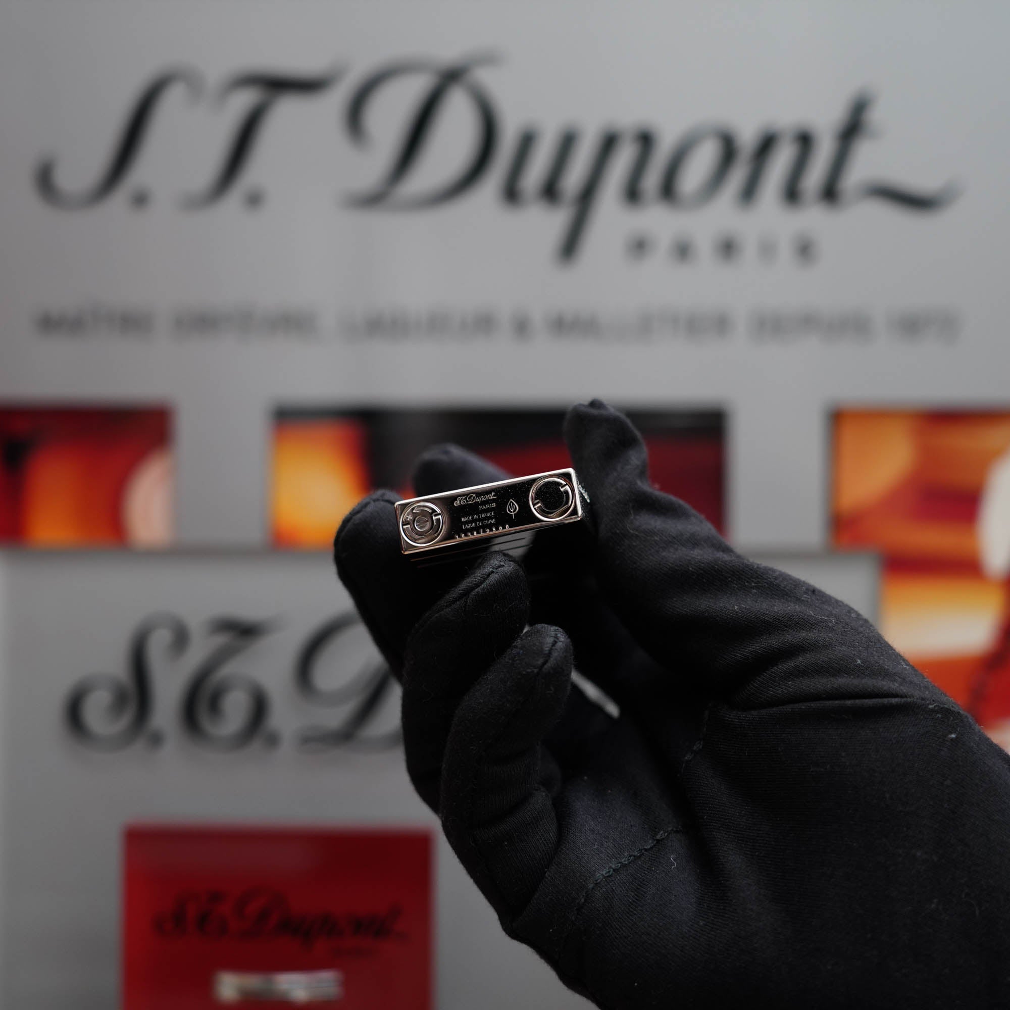 Vintage 1990 St Dupont Abstraction Limited to 2500 Heavy Palladium Finish Ligne 2 Black Lacquer Lighter