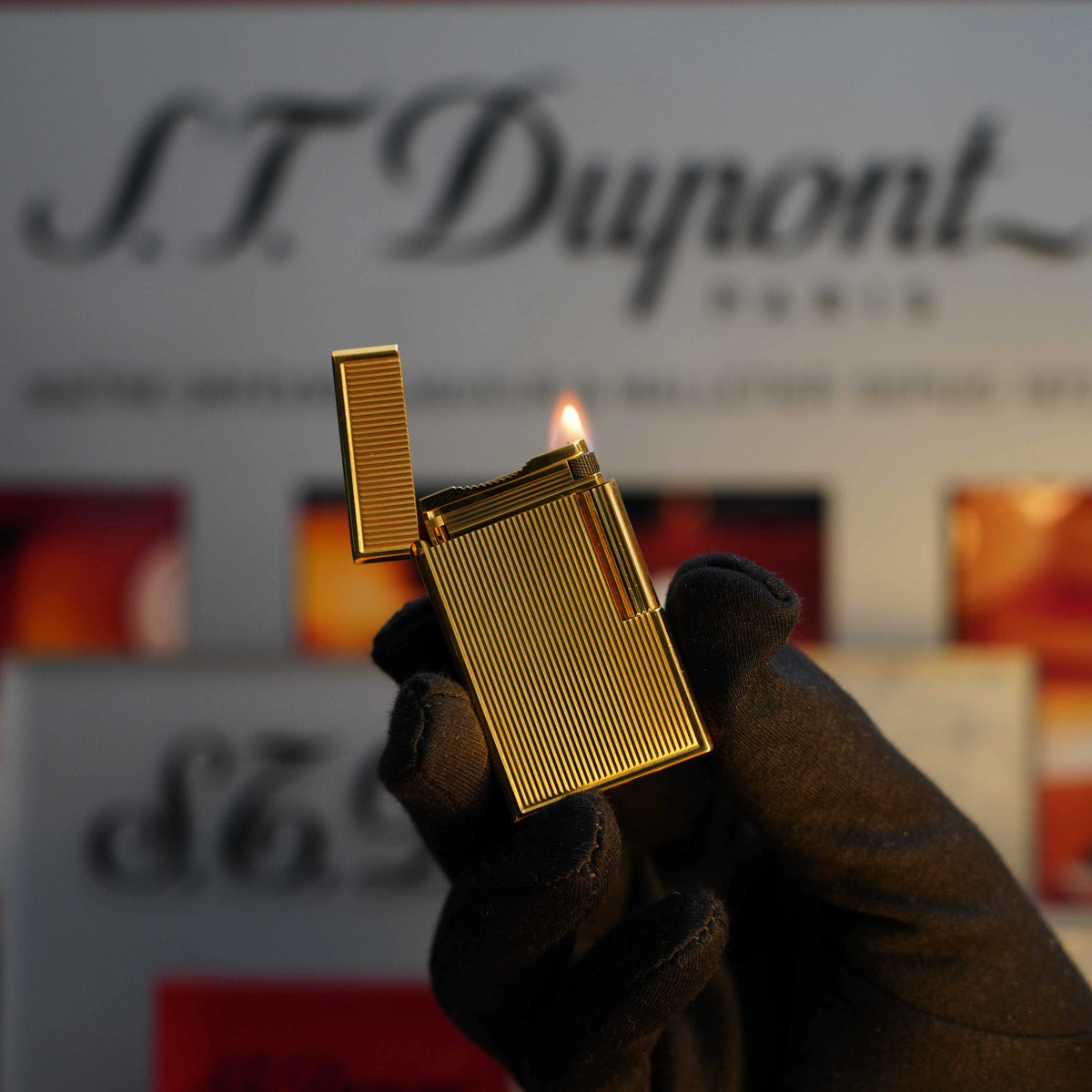 Vintage 1991 S.T. Dupont Jubilé Early Limited Edition 18k Gold Finish Paris Petrol Lighter Limited to One Thousand Five Hundred Pieces
