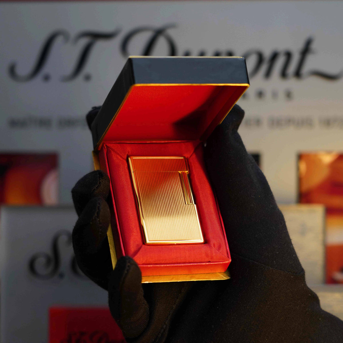 Vintage 1991 S.T. Dupont Jubilé Early Limited Edition 18k Gold Finish Paris Petrol Lighter Limited to One Thousand Five Hundred Pieces