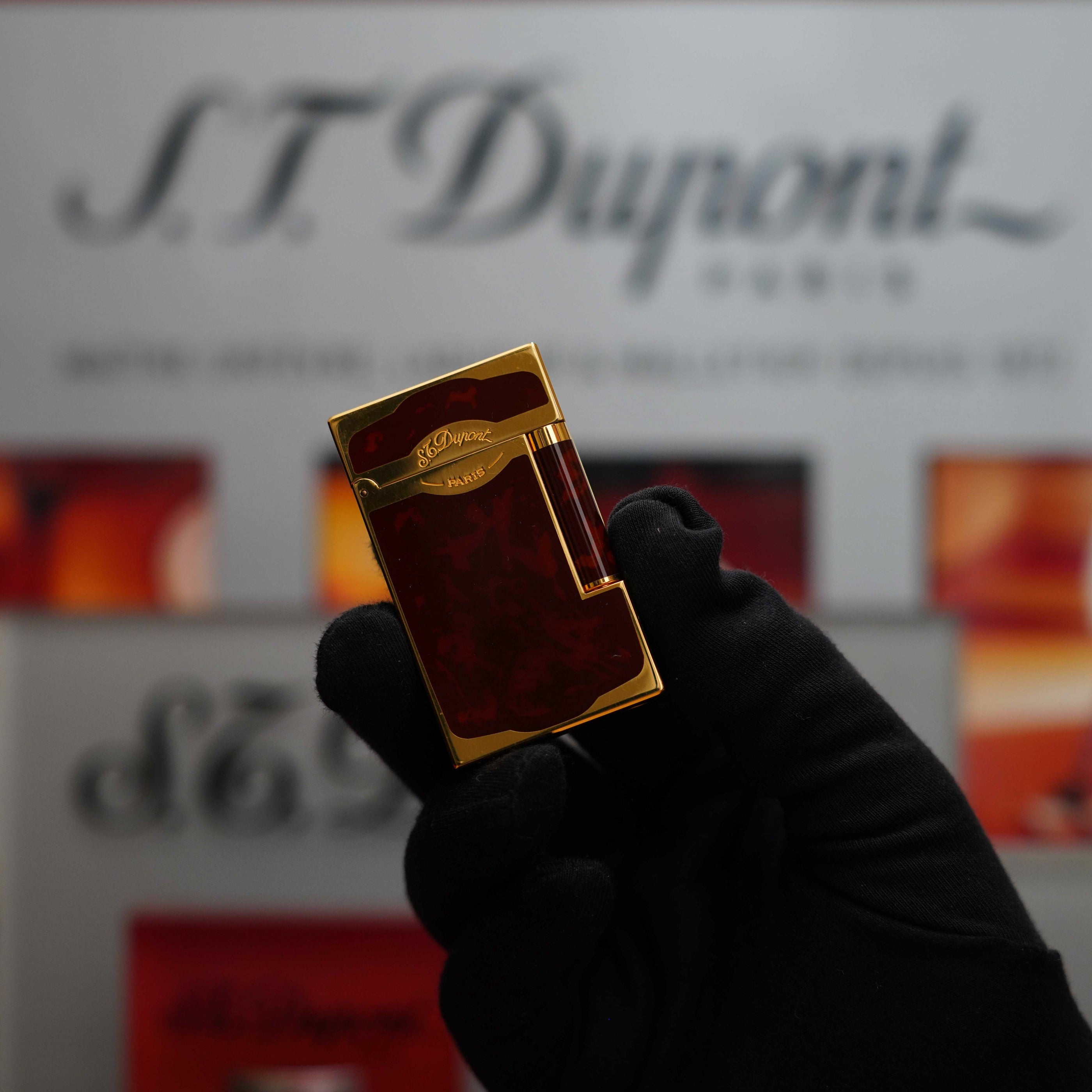 Vintage 1990 St Dupont Limited to 130 Pipe 24k Gold finish Maduro Oscuro natural Laqcuer Lighter