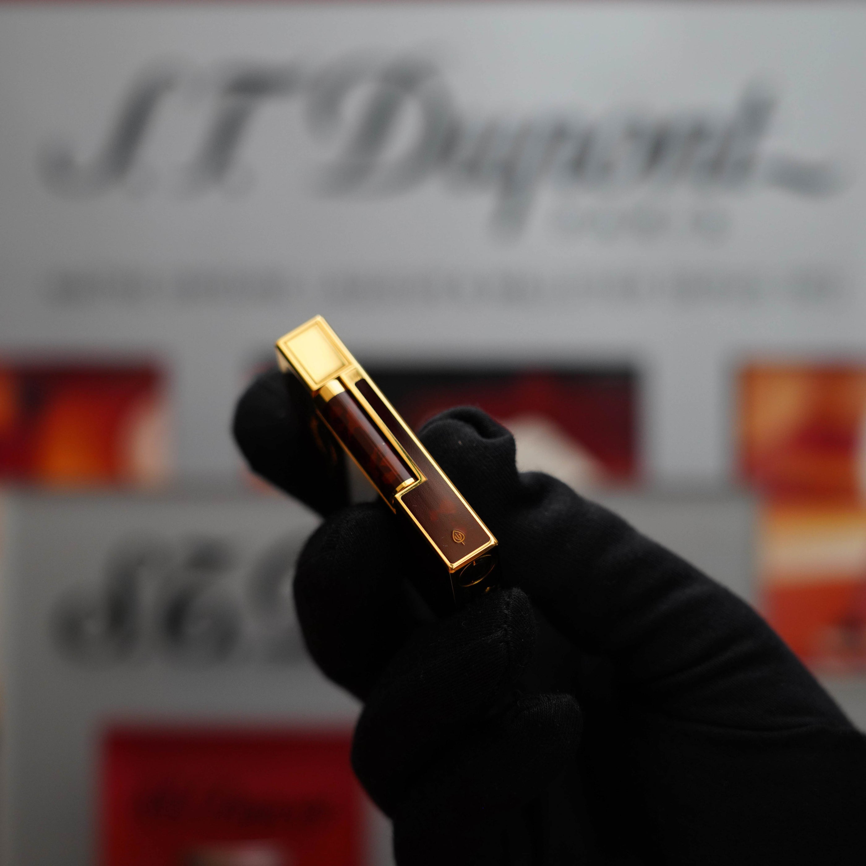 Vintage 1990 St Dupont Limited to 130 Pipe 24k Gold finish Maduro Oscuro natural Laqcuer Lighter