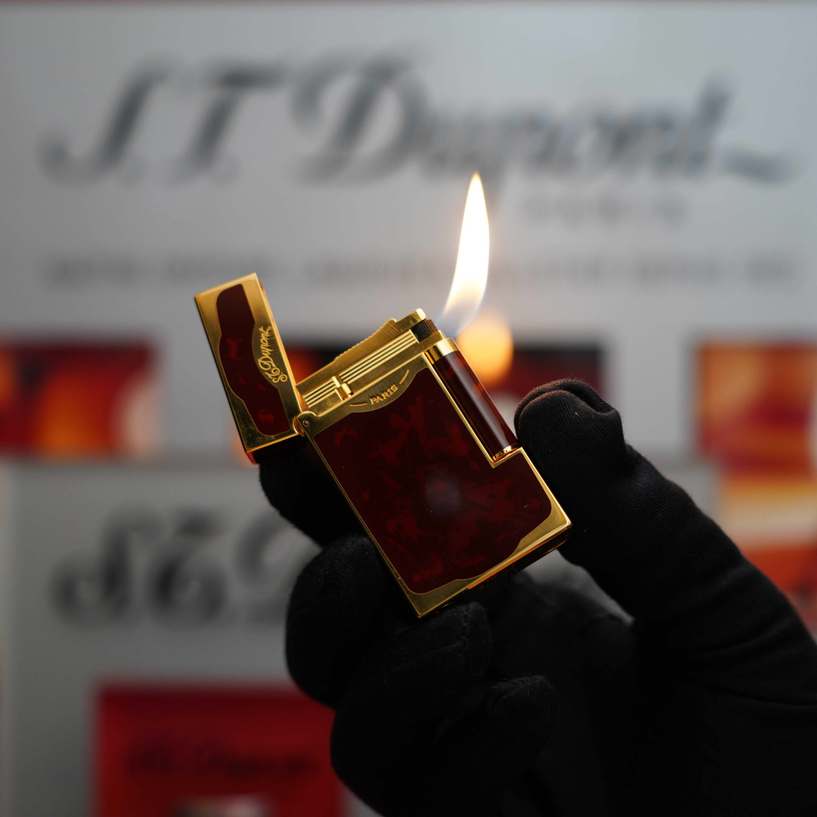 Vintage 1990 St Dupont Limited to 130 Pipe 24k Gold finish Maduro Oscuro natural Laqcuer Lighter