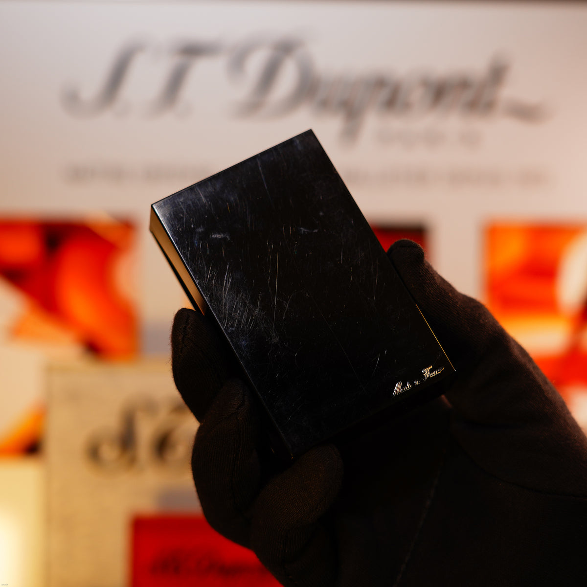 Vintage 1960 S.T. Dupont Ligne 1 Small Lighter – Heavy Gold‑Finish Horizontal‑Line Pattern, Early Production with Box & Papers