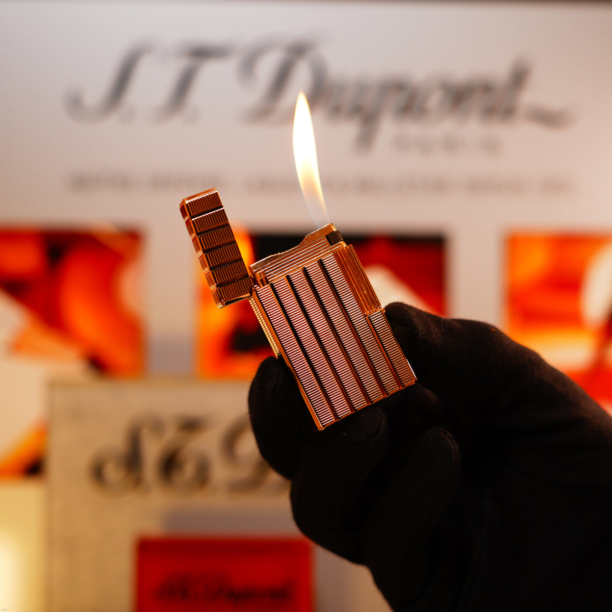 Vintage 1960 S.T. Dupont Ligne 1 Large Lighter – Rare Heavy Rose‑Gold Finish, Early Iconic Model in Excellent Condition, Full Set