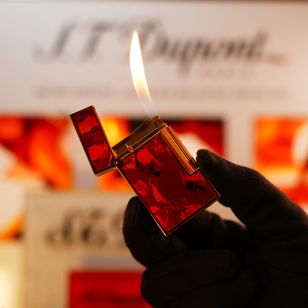 Vintage 1970 S.T. Dupont Ligne 2 Large “Picasso” Lighter – 24K Rose‑Gold Finish over Natural Lacquer, Rare Full Set, Good Used Condition