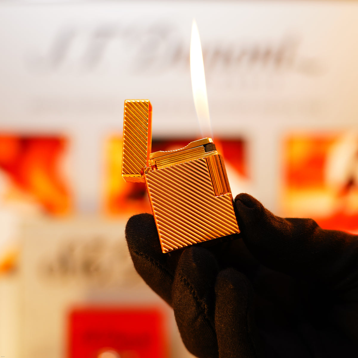 Vintage 1990 S.T. Dupont Ligne 1 Short Lighter – Heavy Gold‑Finish with Classic Lines, Excellent Condition with Light Age Patina