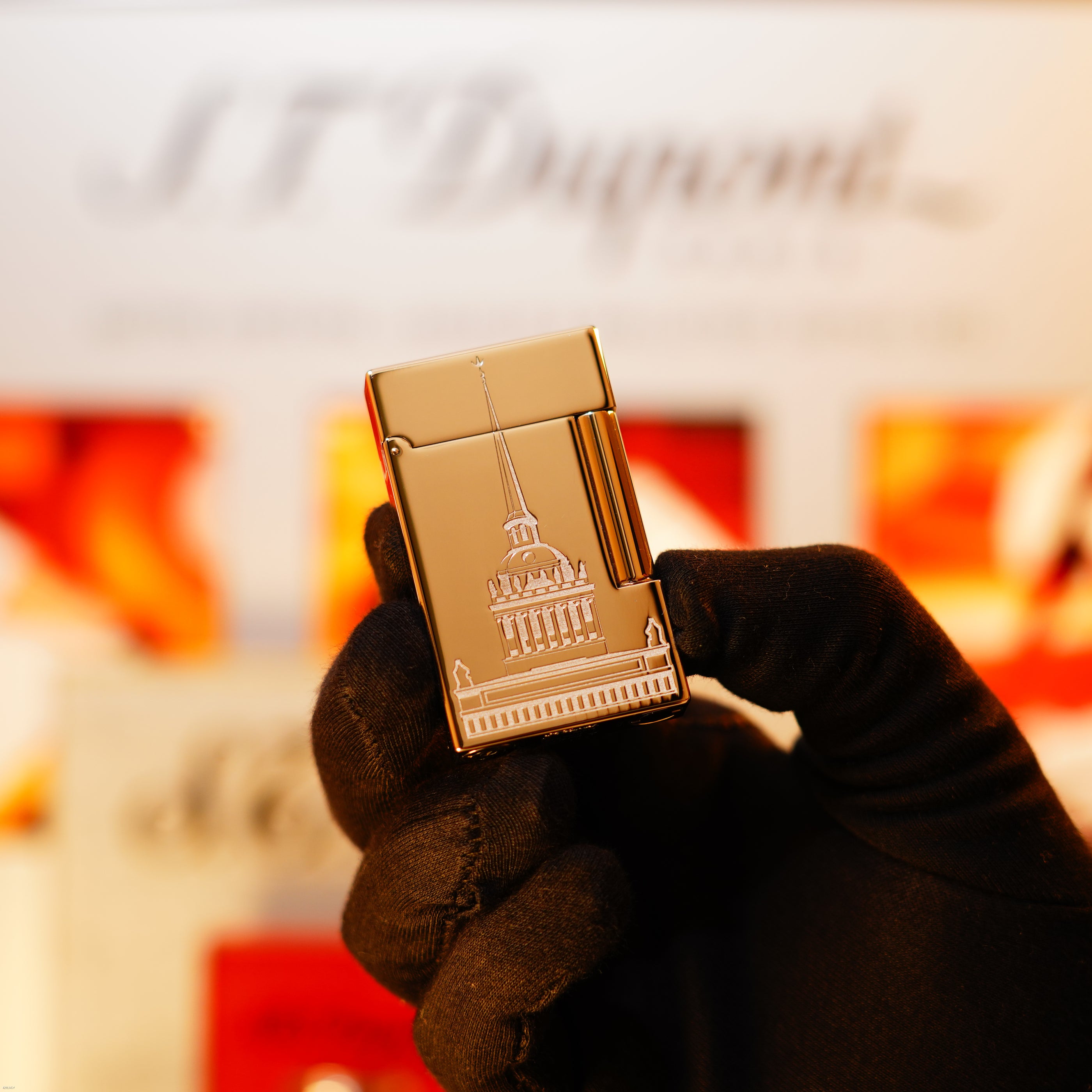 Vintage 2003 S.T. Dupont Ligne 2 Large “Saint Petersburg” Limited Edition Heavy Platinum Lighter – 1 of 300 Full Set “cling” sound