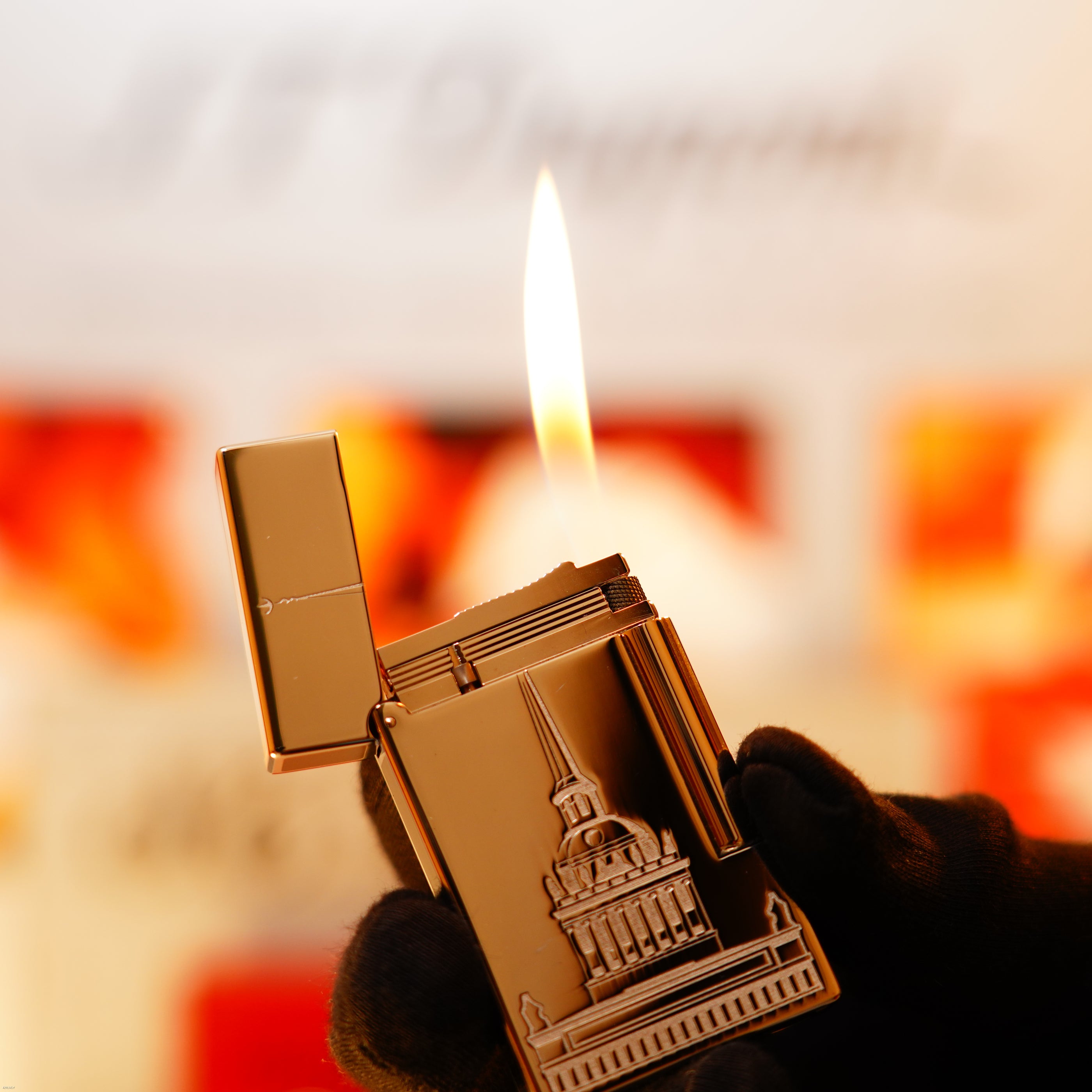 Vintage 2003 S.T. Dupont Ligne 2 Large “Saint Petersburg” Limited Edition Heavy Platinum Lighter – 1 of 300 Full Set “cling” sound