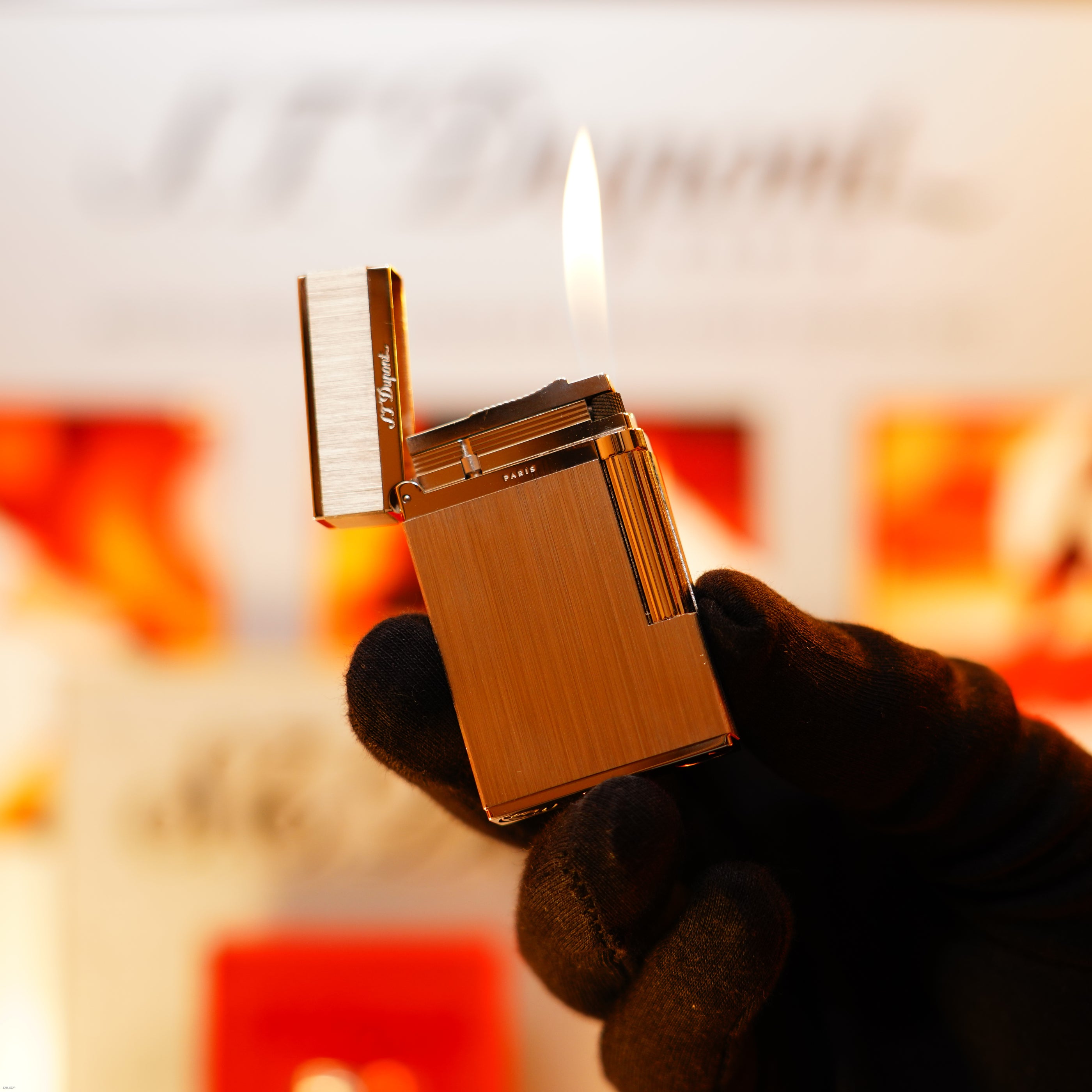Vintage 1990 S.T. Dupont Montparnasse Ligne 2 Large Platinum Finish Lighter “Cling Sound”