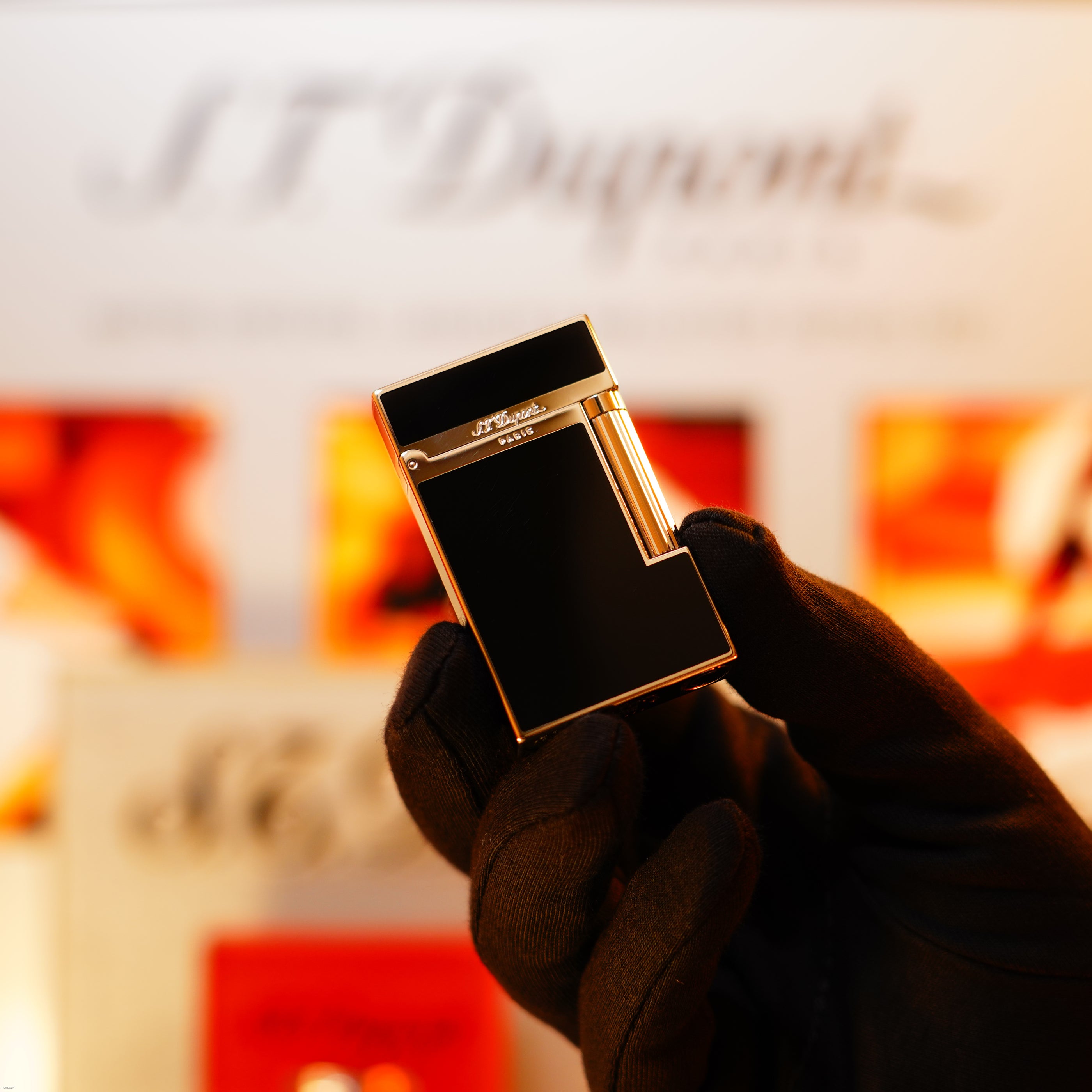 Vintage 1990 S.T. Dupont Ligne 2 Montparnasse Dual Flame Heavy Palladium Finish Lighter – Natural Black Lacquer