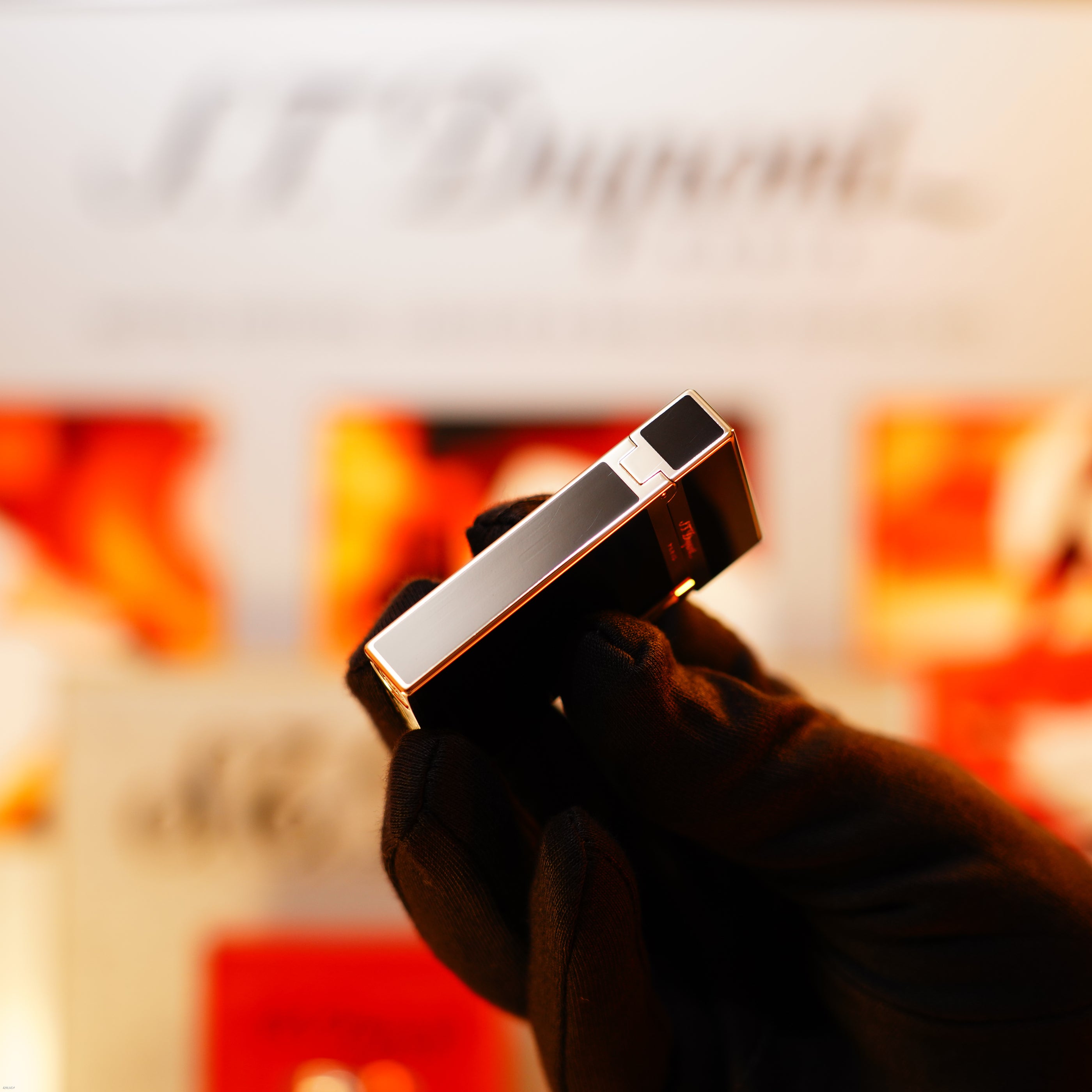 Vintage 1990 S.T. Dupont Ligne 2 Montparnasse Dual Flame Heavy Palladium Finish Lighter – Natural Black Lacquer
