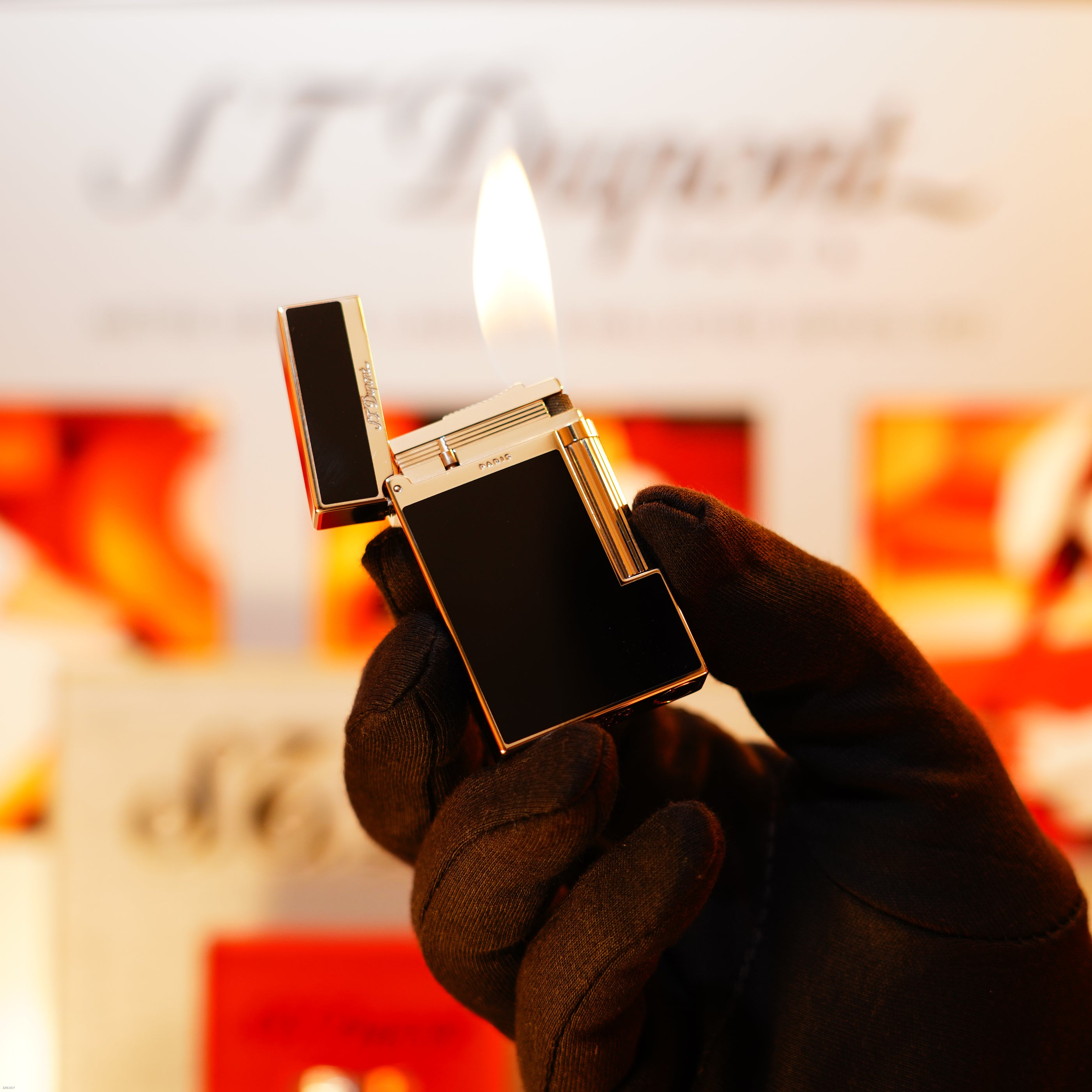 Vintage 1990 S.T. Dupont Ligne 2 Montparnasse Dual Flame Heavy Palladium Finish Lighter – Natural Black Lacquer