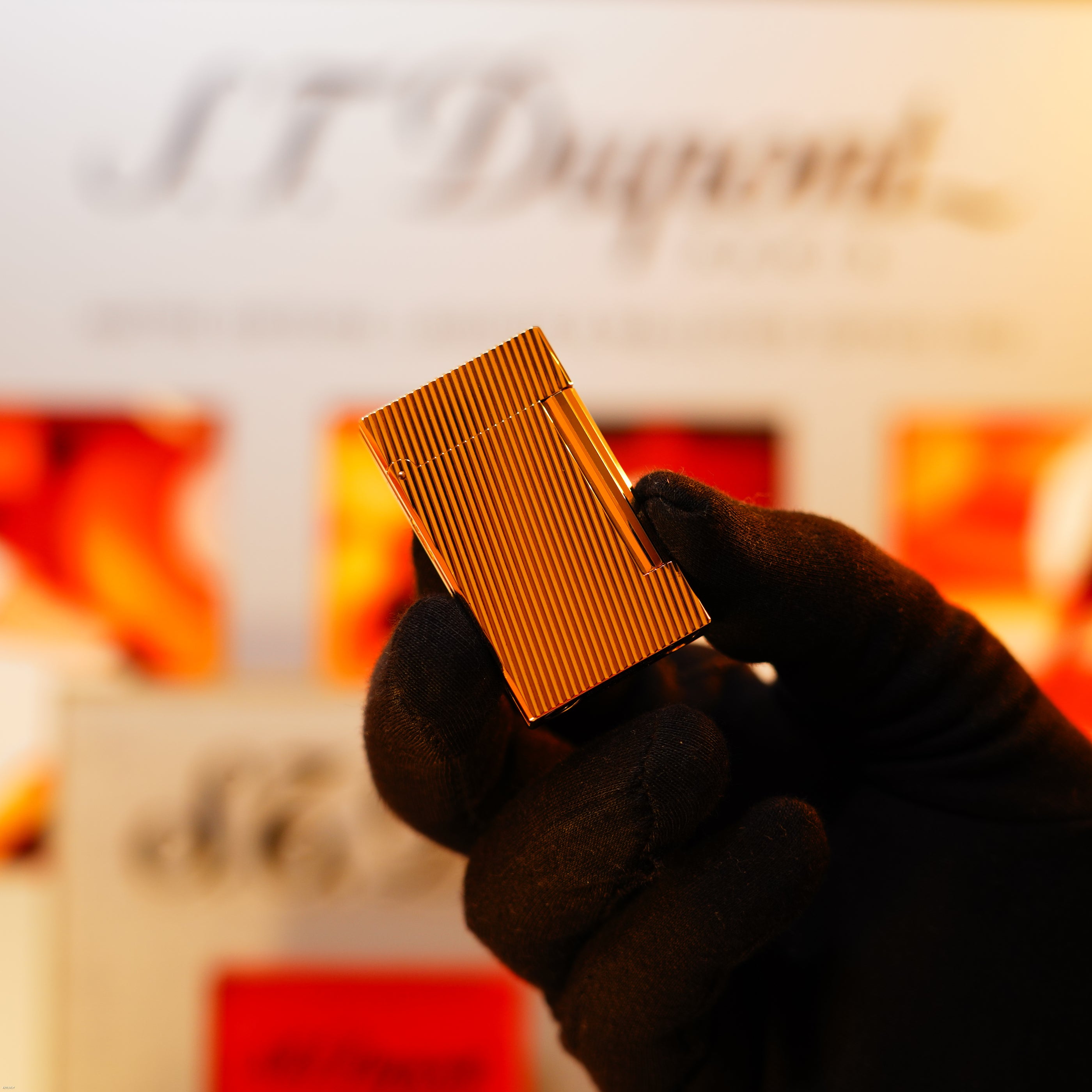 Vintage 1991 S.T. Dupont Ligne D Heavy 18k Gold finish Lighter