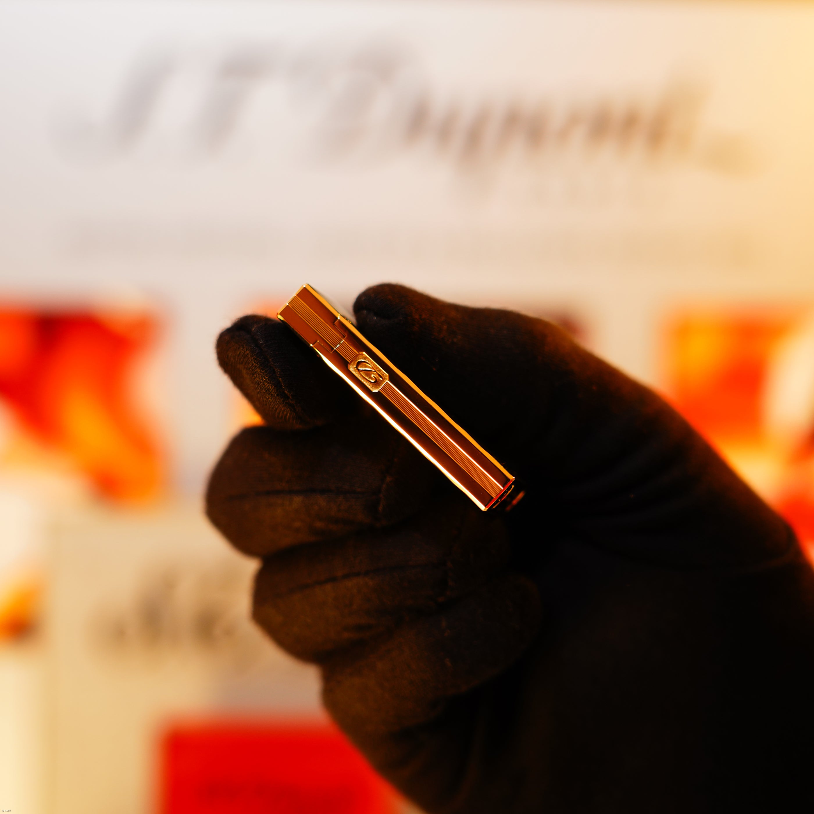 Vintage 1991 S.T. Dupont Ligne D Heavy 18k Gold finish Lighter