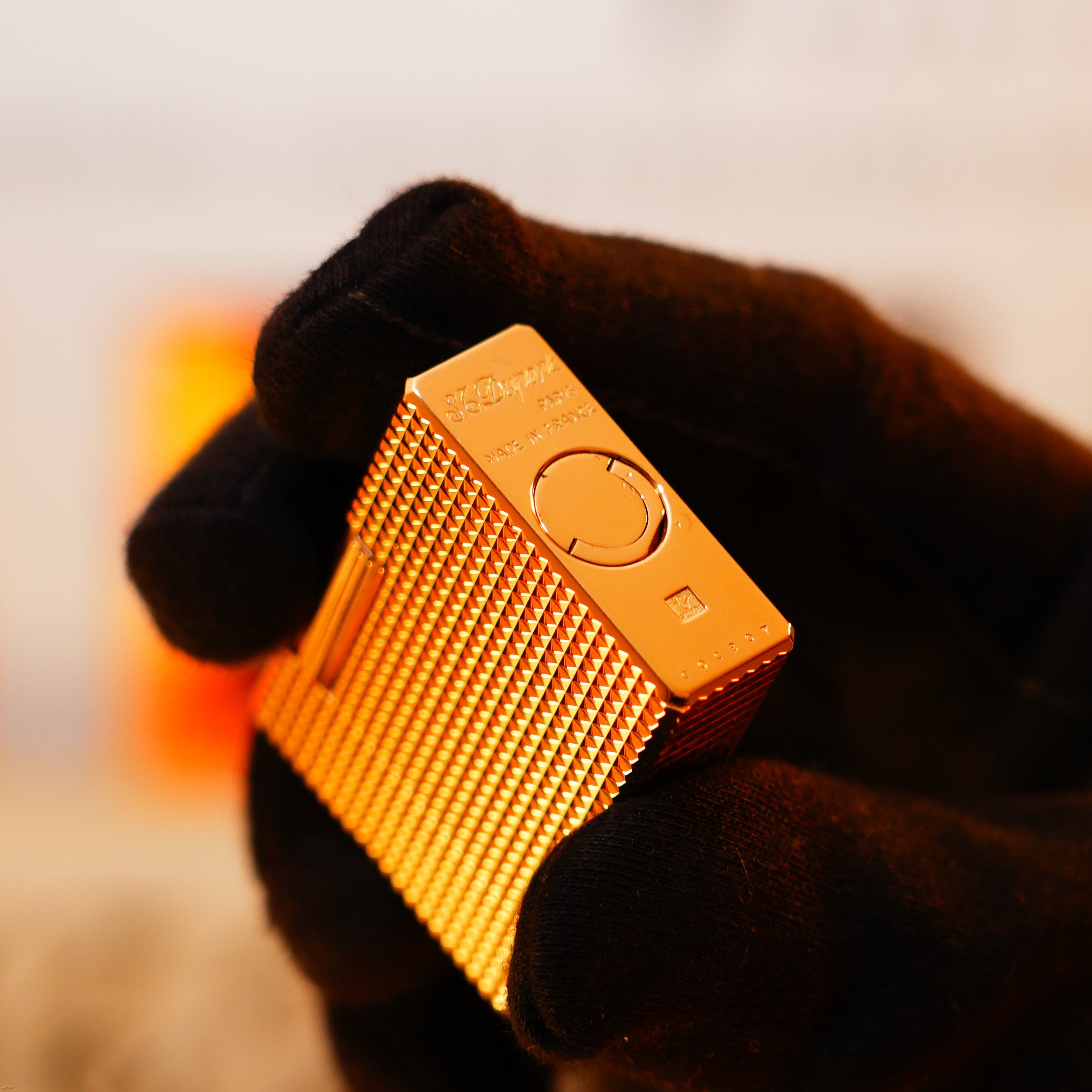 Vintage 1996 S.T. Dupont Ligne 1 “Diamond Pattern” Lighter 18k Gold Finish