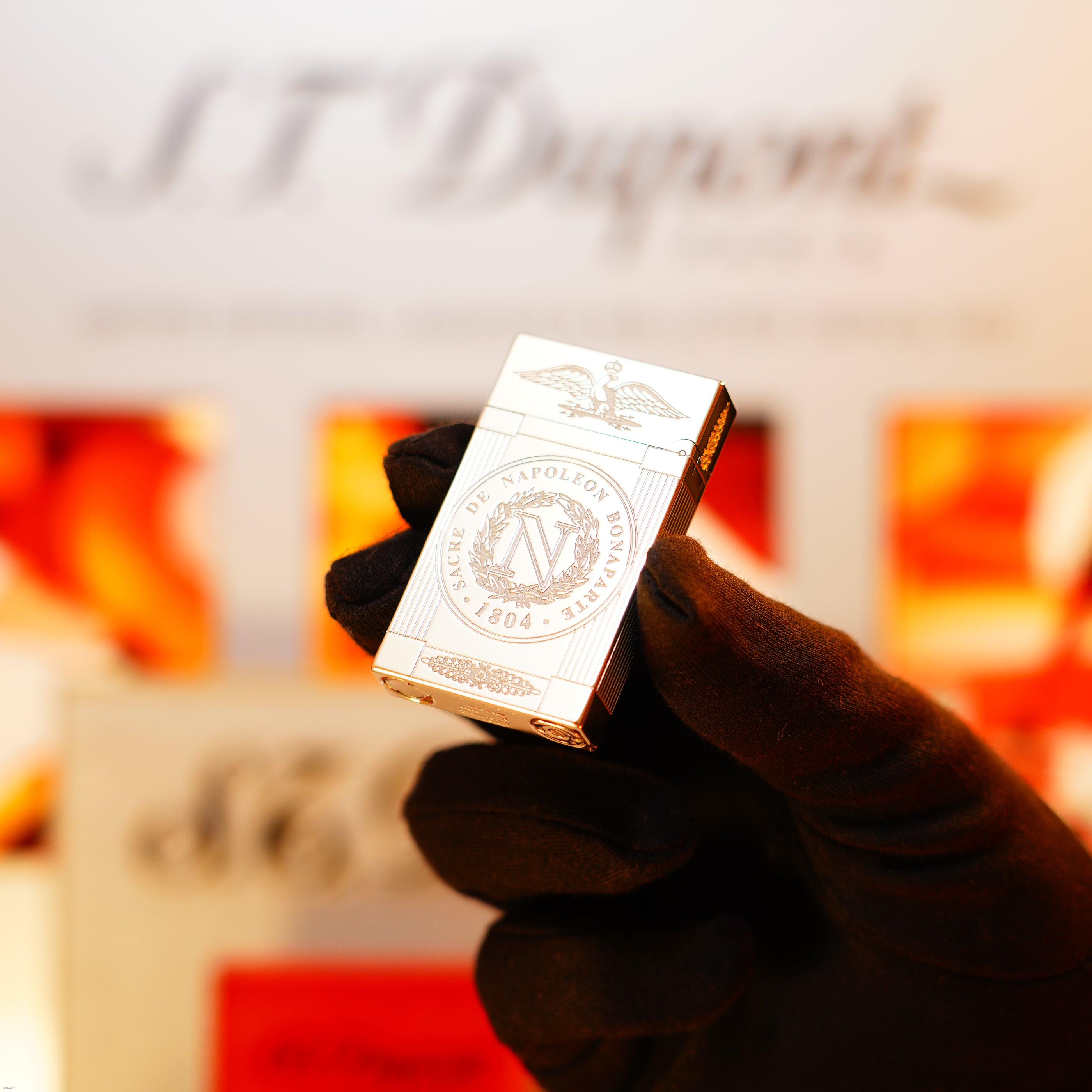 Vintage 1998 S.T. Dupont Ligne 2 Large “Napoleon Bonaparte” Limited Edition – Palladium Finish, One of 1500, Collector Set, Good Condition with Minor Mark