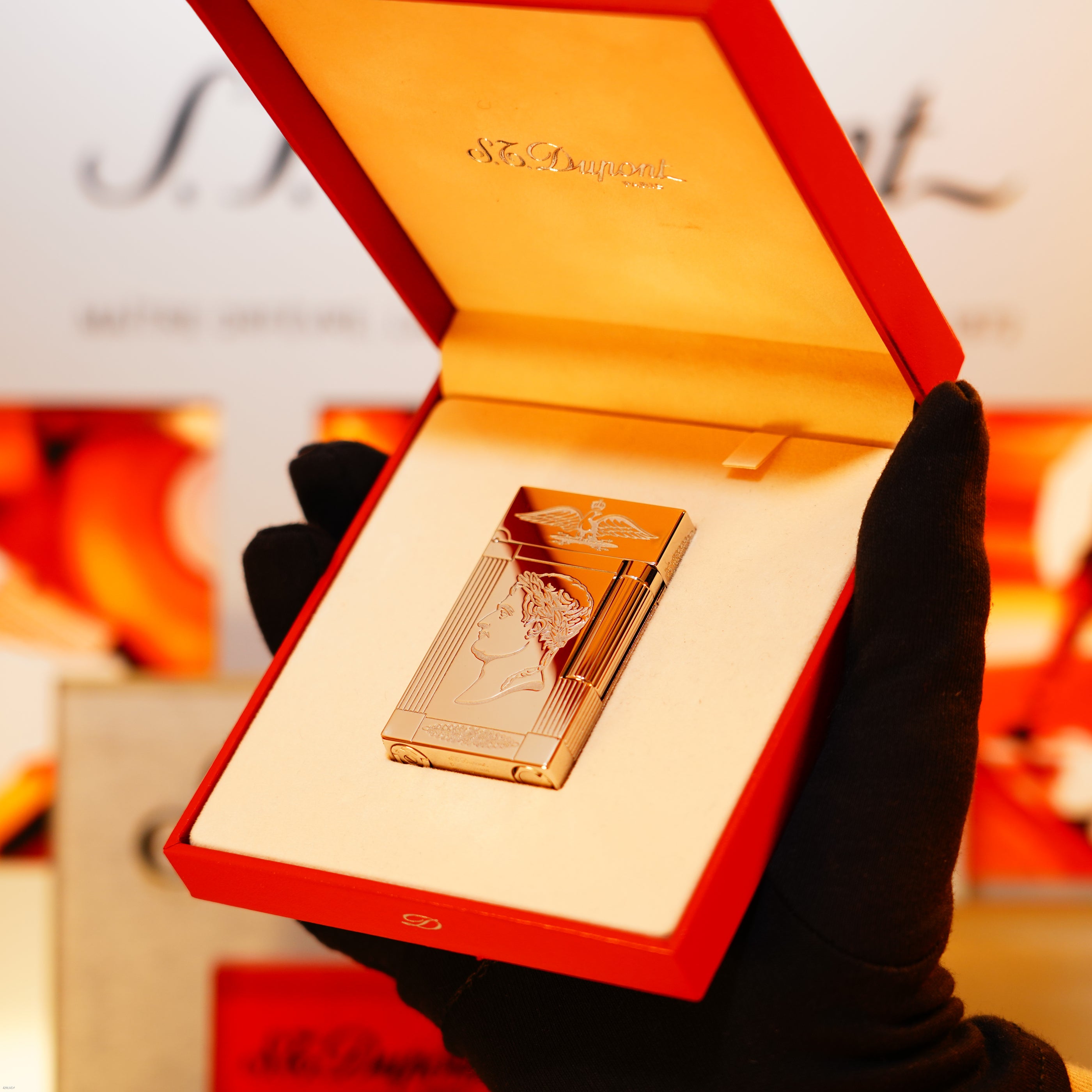 Vintage 1998 S.T. Dupont Ligne 2 Large “Napoleon Bonaparte” Limited Edition – Palladium Finish, One of 1500, Collector Set, Good Condition with Minor Mark