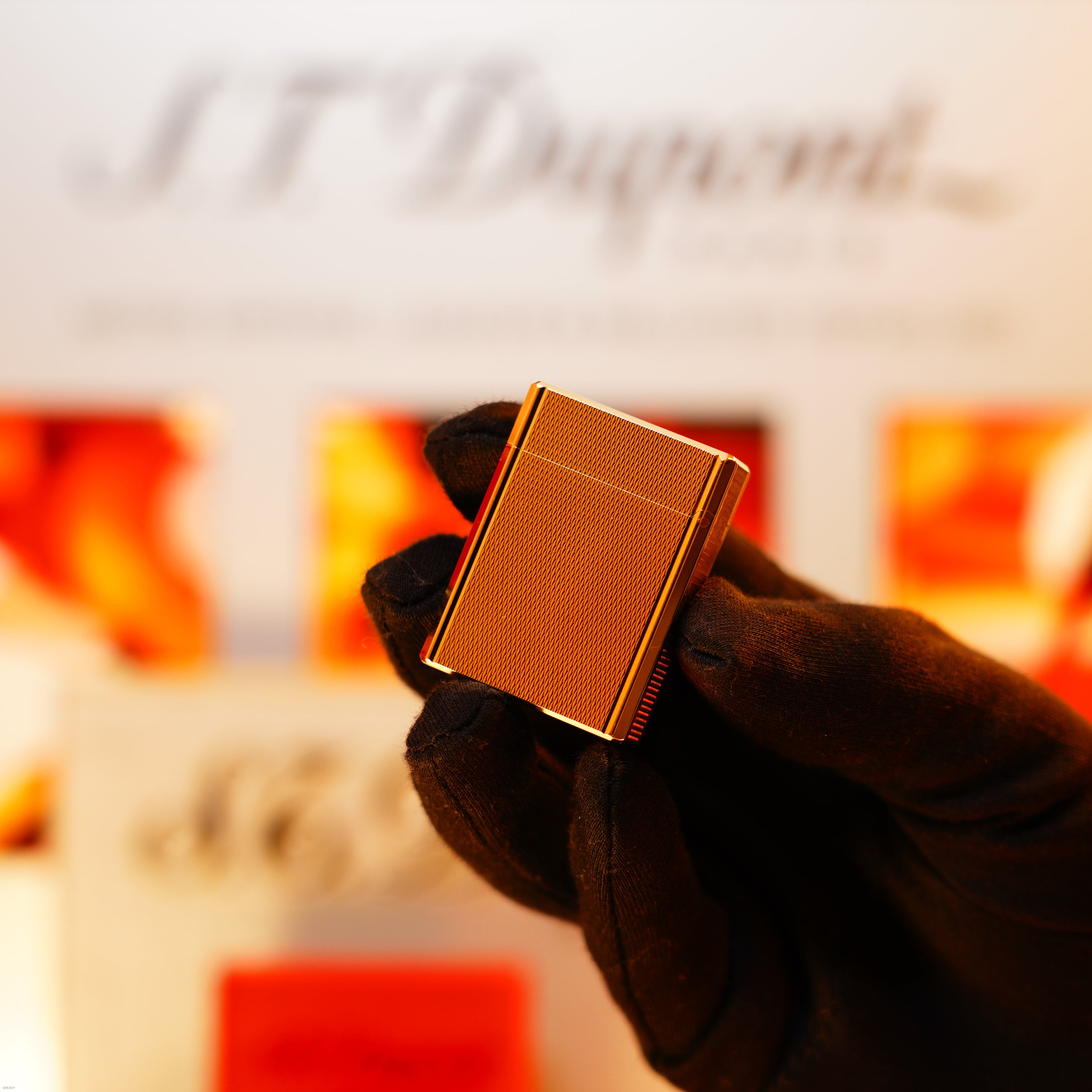 Vintage 1990 S.T. Dupont Ligne 1 Small “Barley Pattern” Lighter – 20-Micron Gold-Plated Finish, Full Set, Excellent Condition