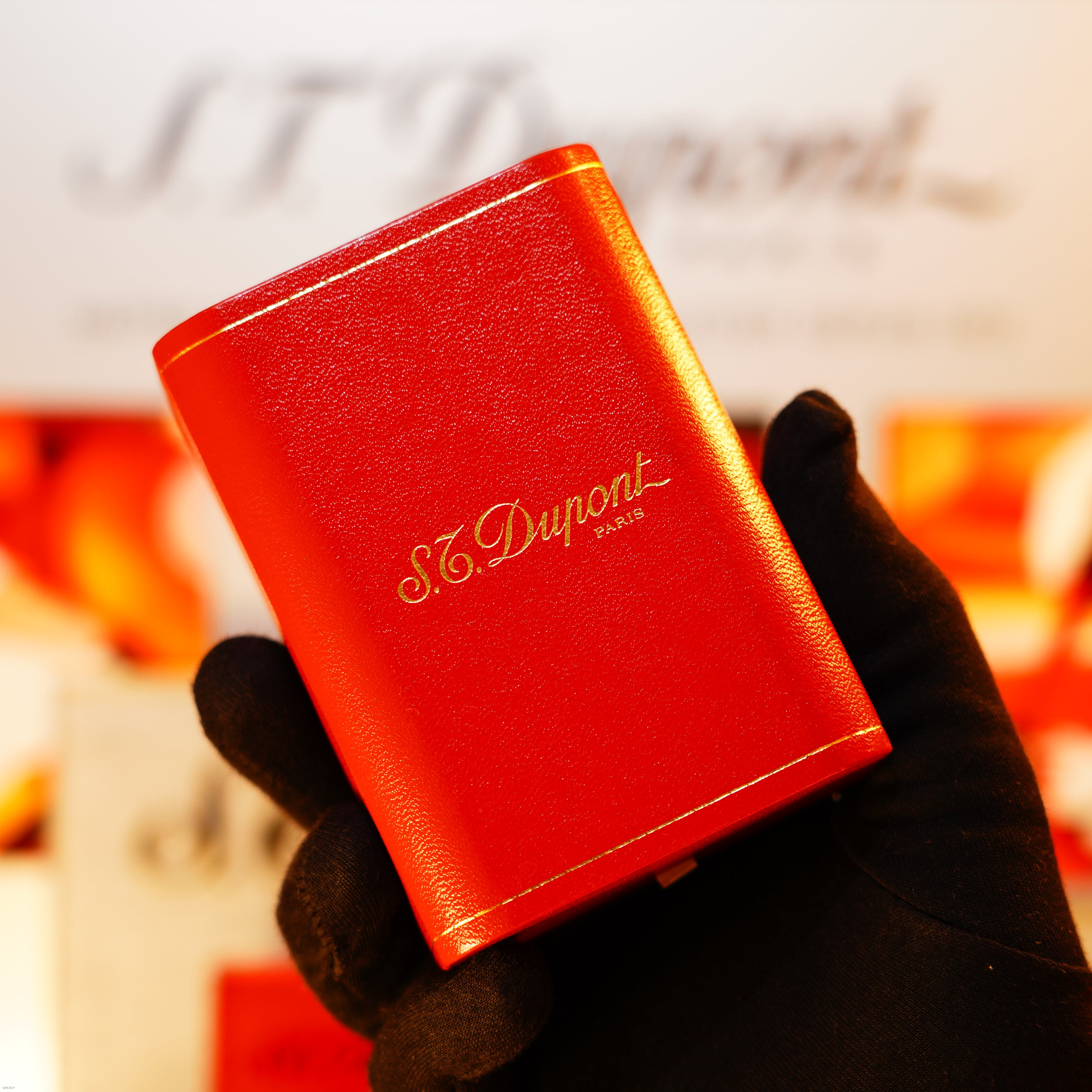 Vintage 1994 S.T. Dupont “Soubreny” Arc Wave Guilloché with Vertical Ribbed Sides Silver & Gold Lighter – Full Set