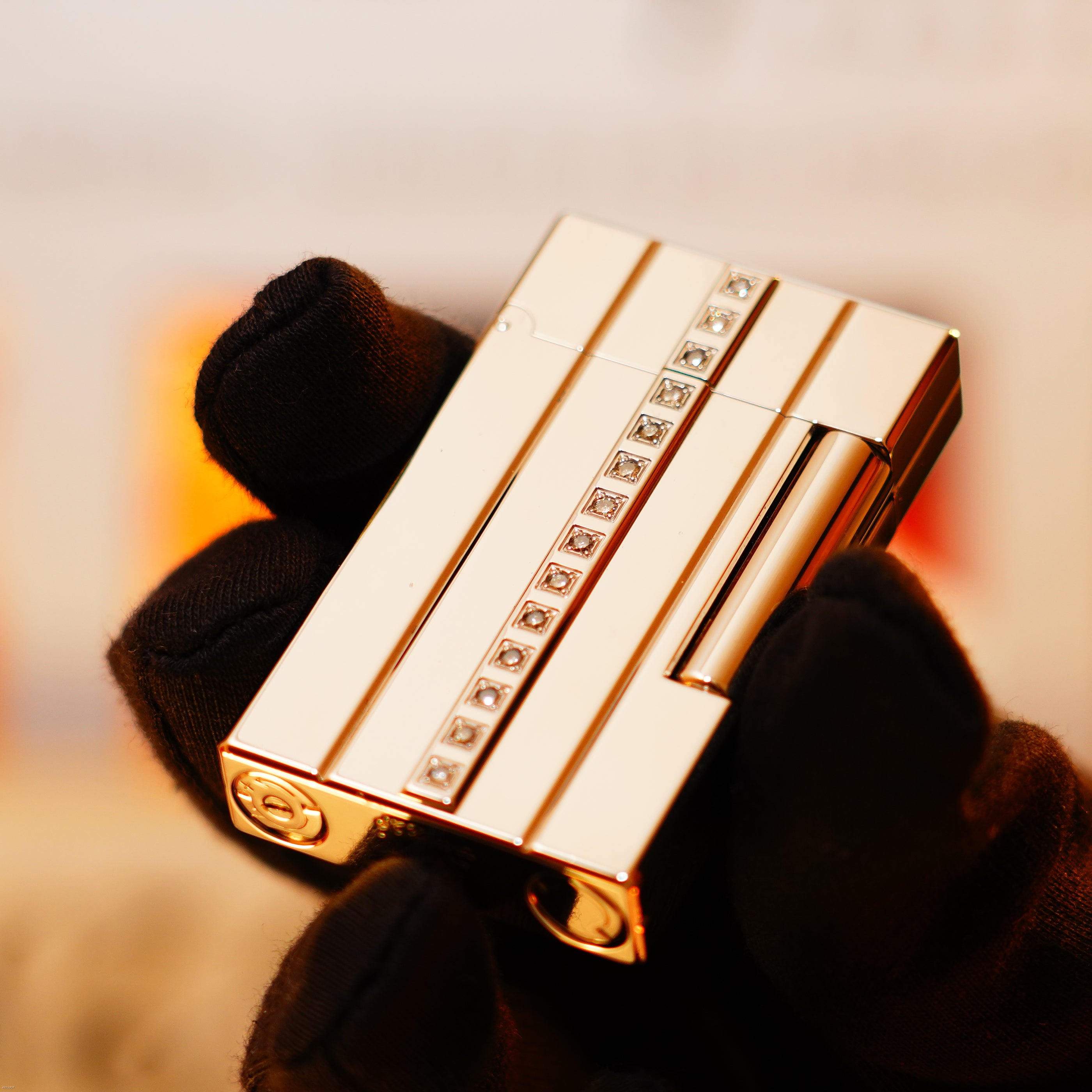 Vintage 2000 S.T. Dupont Ligne 2 Large “Night &amp; Light” Diamonds Edition – Solid Platinum Bar Set with 14 Natural Brilliant Diamonds, Loud Clink, Full Set with Certificate