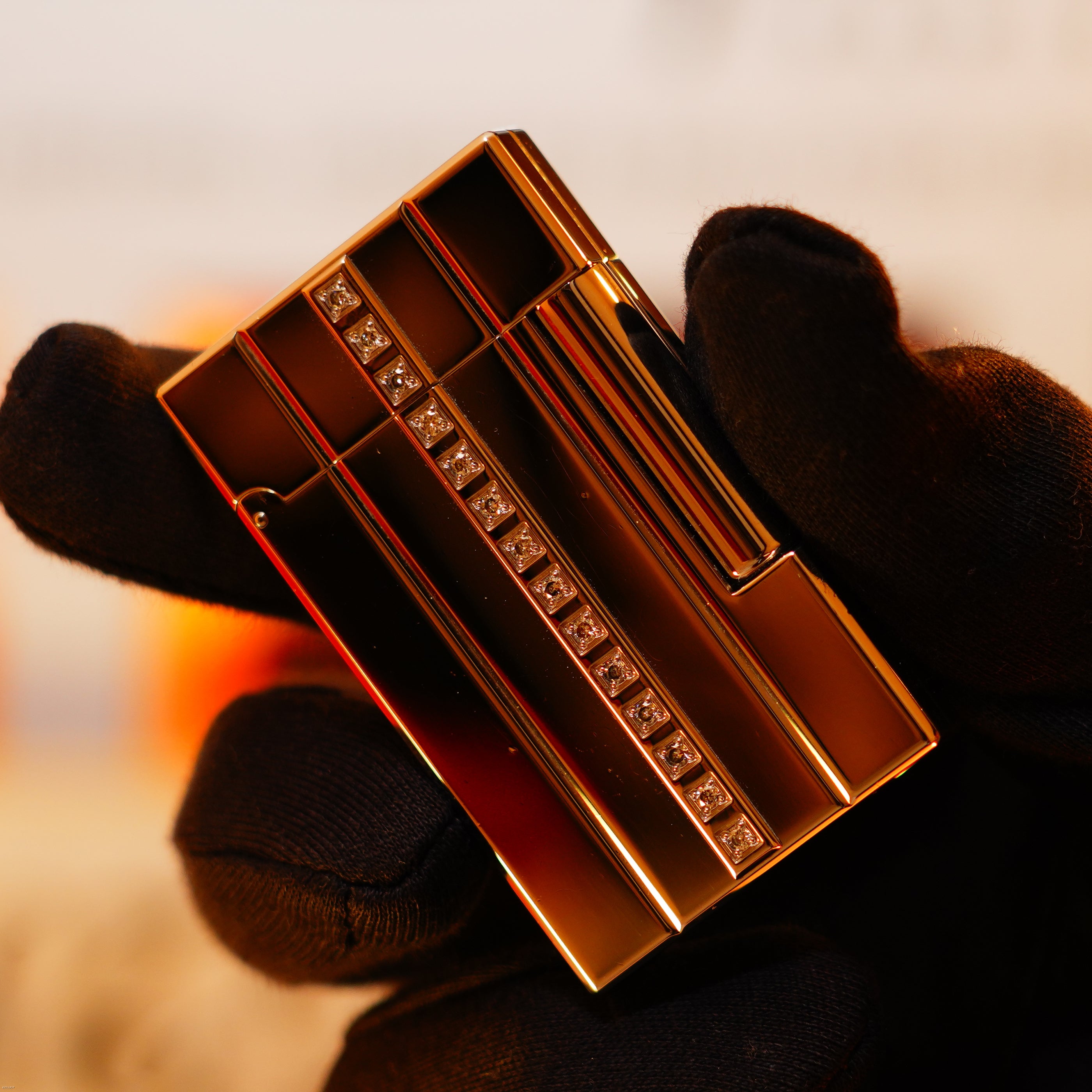 Vintage 2000 S.T. Dupont Ligne 2 Large “Night &amp; Light” Diamonds Edition – Solid Platinum Bar Set with 14 Natural Brilliant Diamonds, Loud Clink, Full Set with Certificate