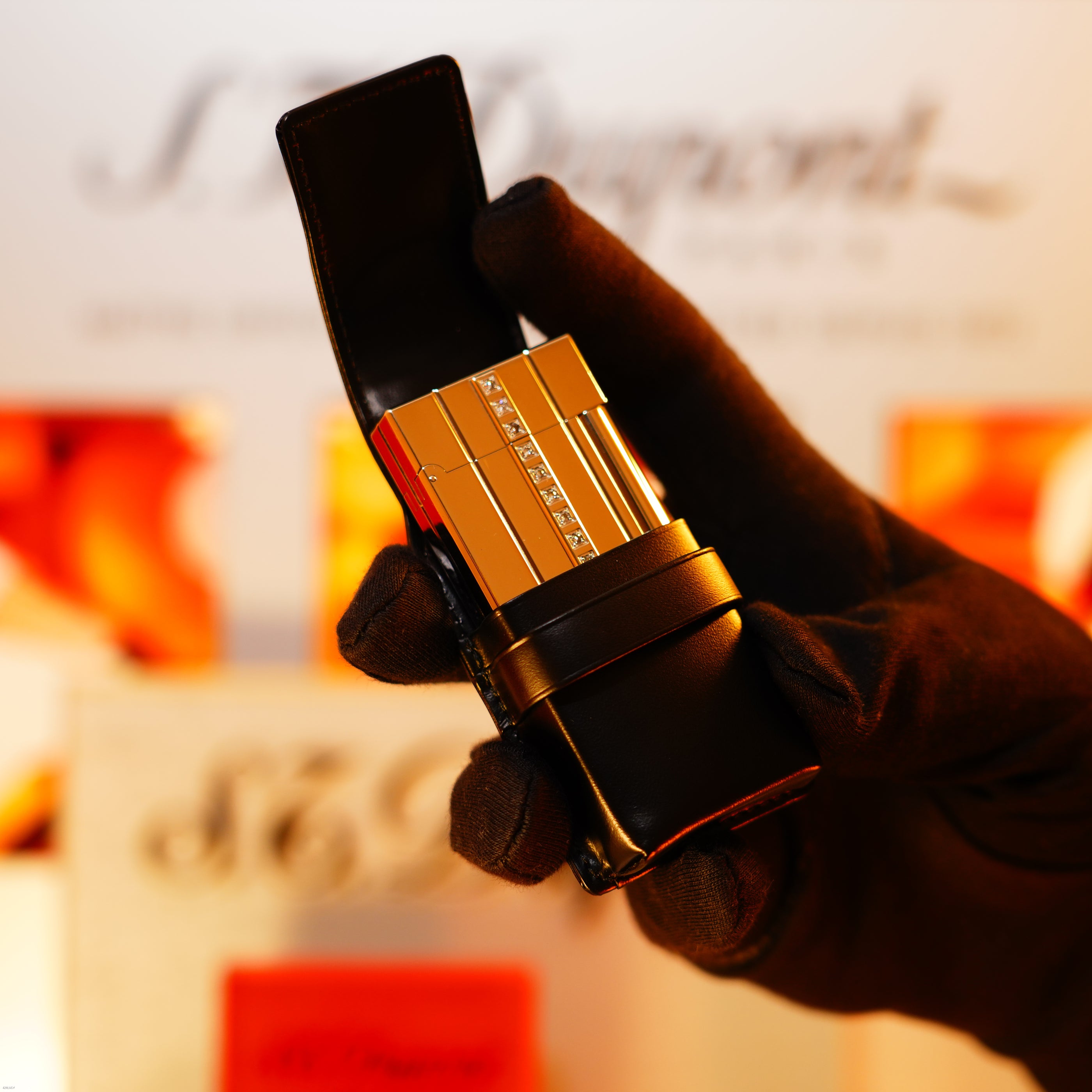 Vintage 2000 S.T. Dupont Ligne 2 Large “Night &amp; Light” Diamonds Edition – Solid Platinum Bar Set with 14 Natural Brilliant Diamonds, Loud Clink, Full Set with Certificate