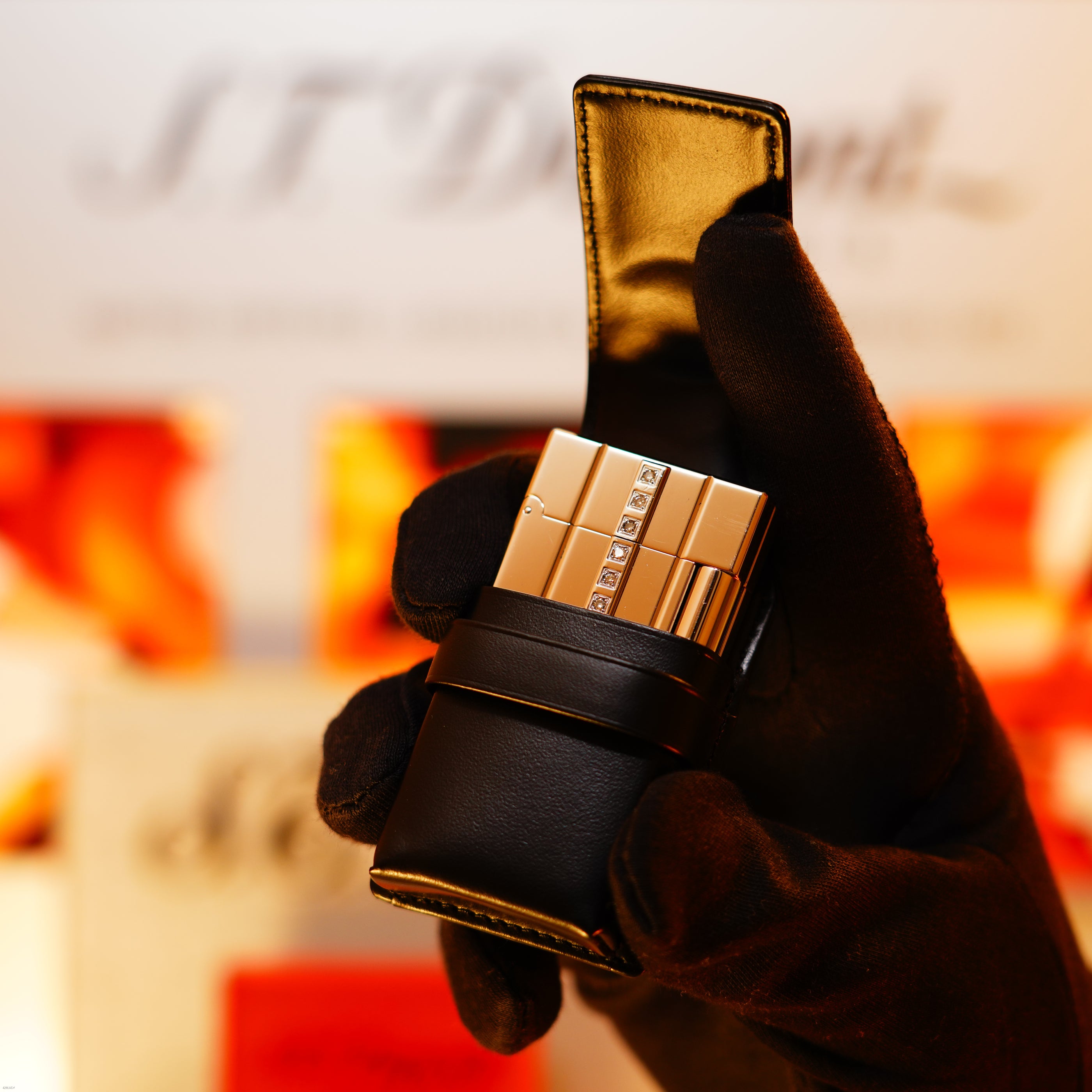 Vintage 2000 S.T. Dupont Ligne 2 Large “Night &amp; Light” Diamonds Edition – Solid Platinum Bar Set with 14 Natural Brilliant Diamonds, Loud Clink, Full Set with Certificate