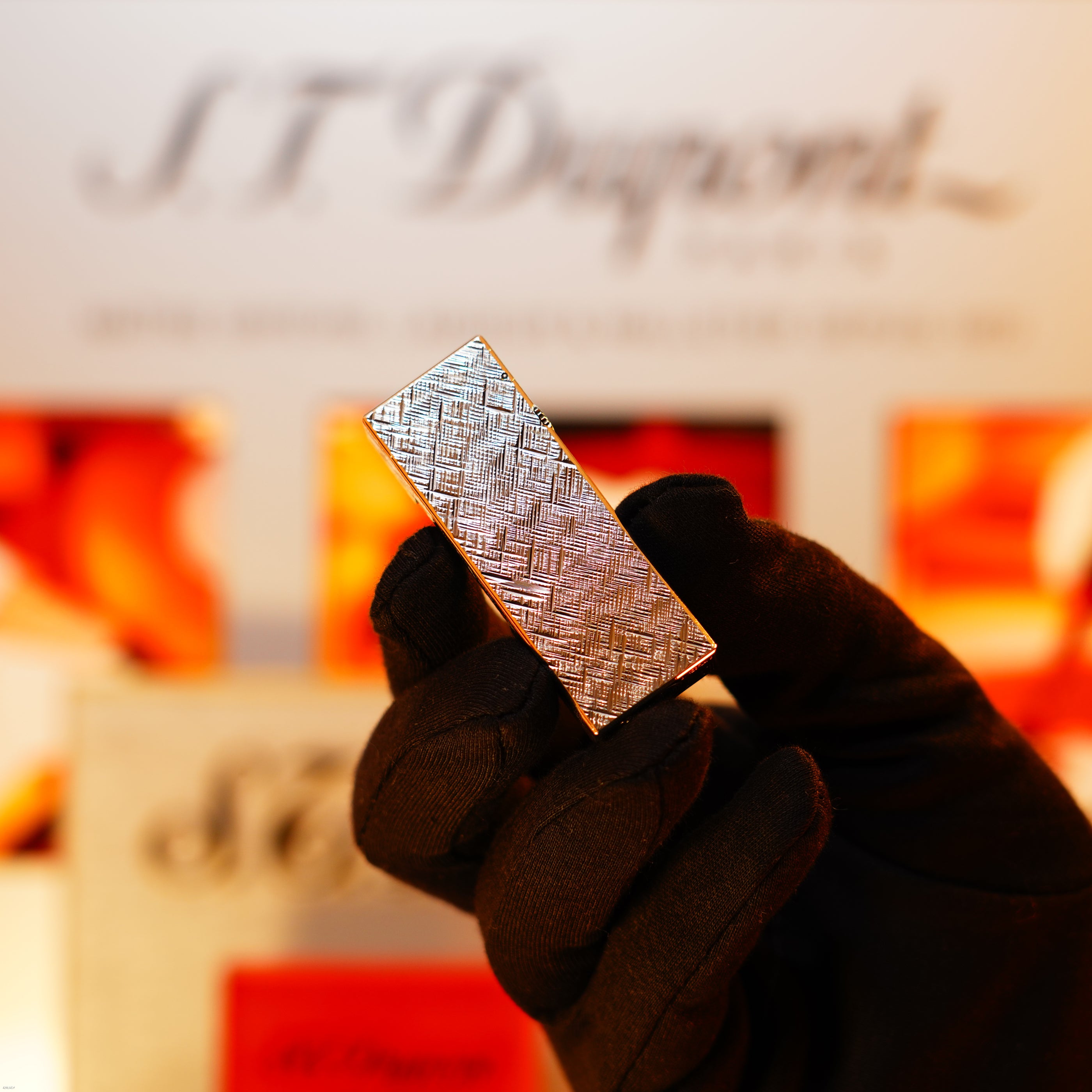 Vintage 1971 Dunhill Rollagas “Cross Hatch” Lighter – Heavy Silver Finish, Rare Early Pattern, Good Full Set