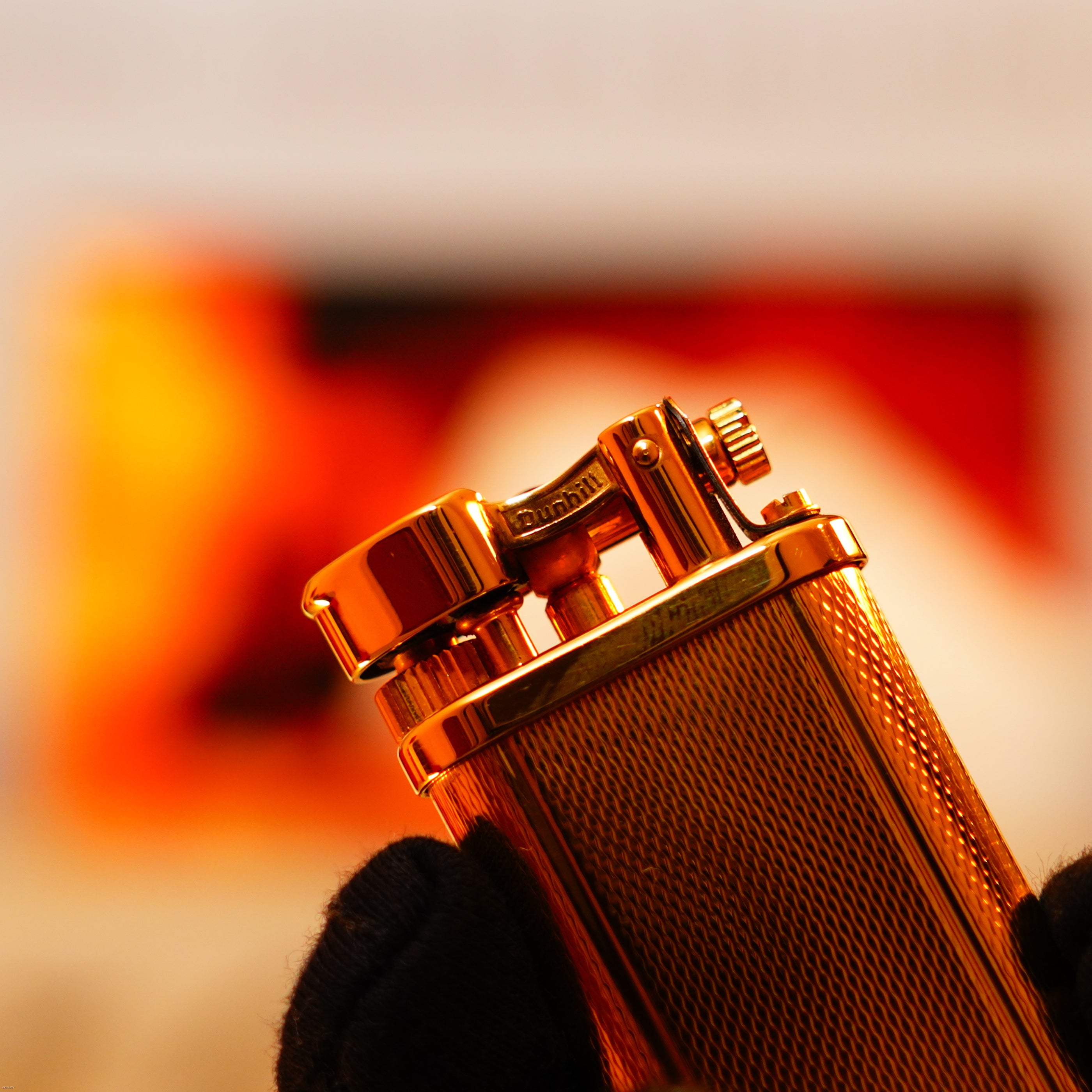 Vintage 1960 Dunhill Unique Standard Lighter – Heavy 24K Gold‑Plated “Barley Pattern”, Fair Honest Wear, Full Set with Box & Papers