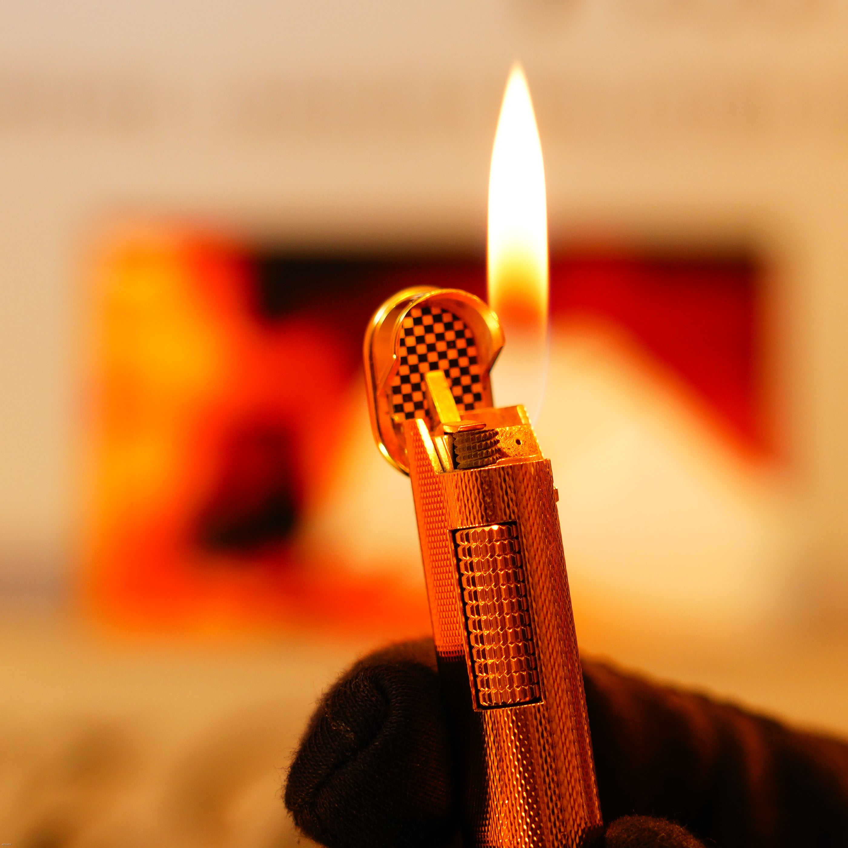 Vintage 1960 Dunhill Dress Lighter – Heavy 24K Gold‑Plated “Barley Pattern”, New Old Stock Full Set from London’s Golden Era