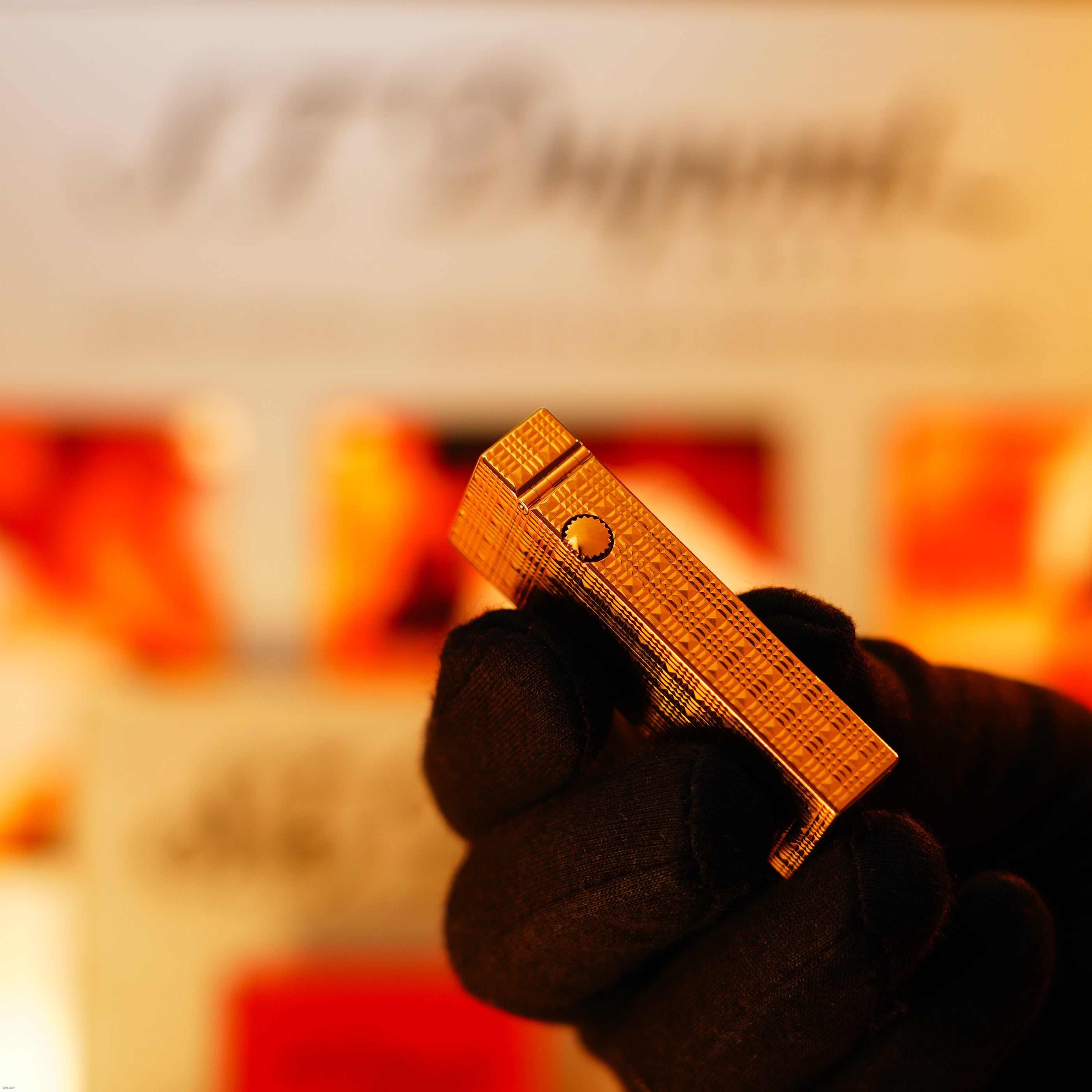 Vintage Nov 1979 Dunhill Rollagas 24k Gold Rare Engraved Pattern Lighter – Full Set