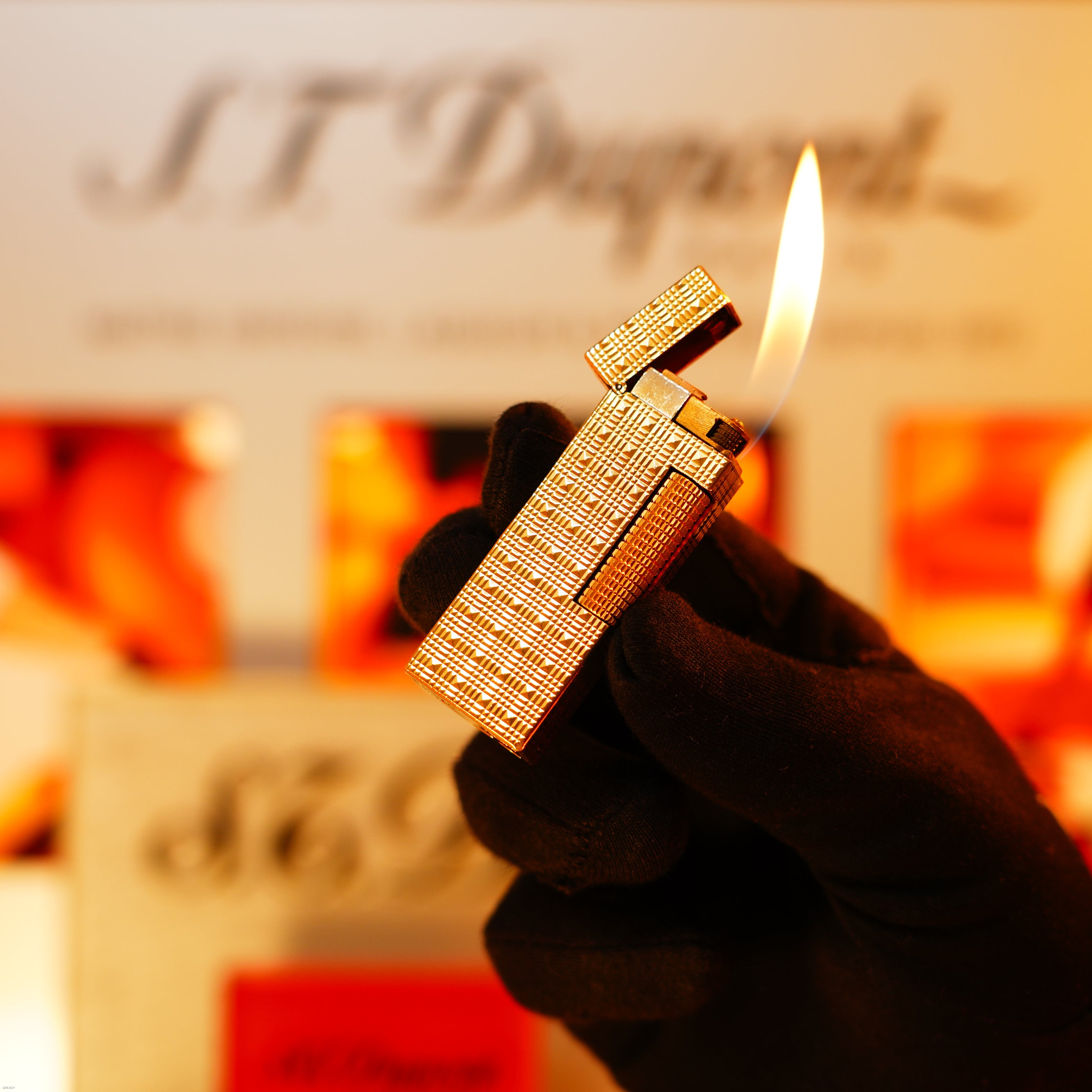 Vintage Nov 1979 Dunhill Rollagas 24k Gold Rare Engraved Pattern Lighter – Full Set