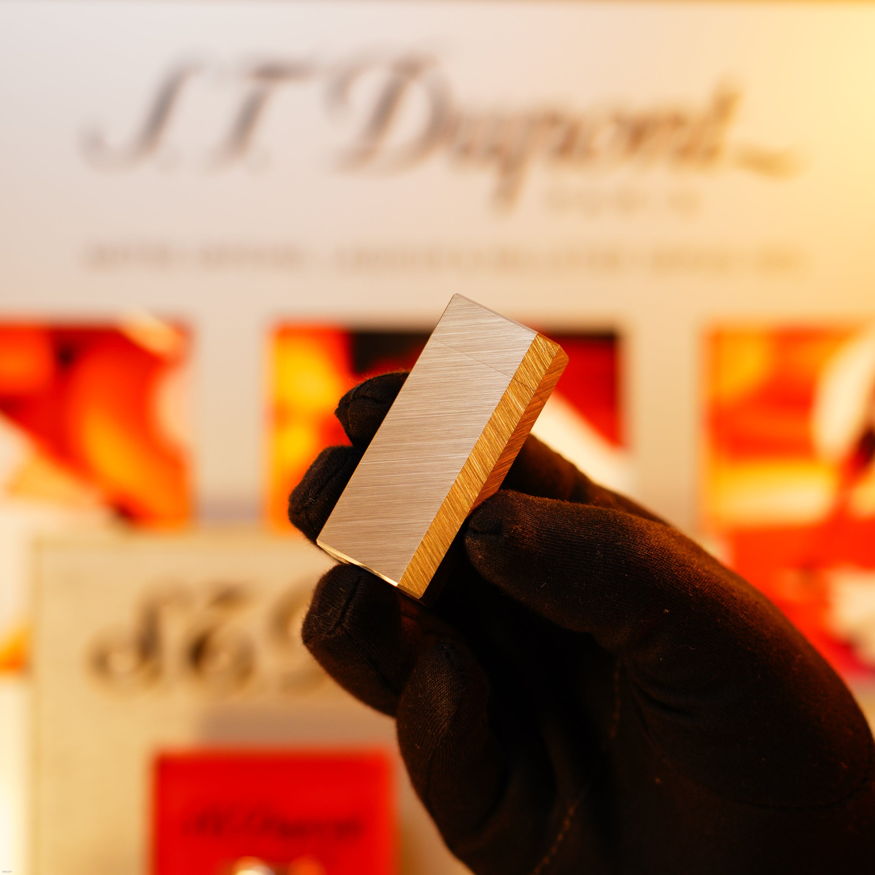 Vintage 1980 Cartier Mini “Pentagon” Lighter – Brushed Heavy Platinum Finish, New Old Stock Condition, Rare Full Set