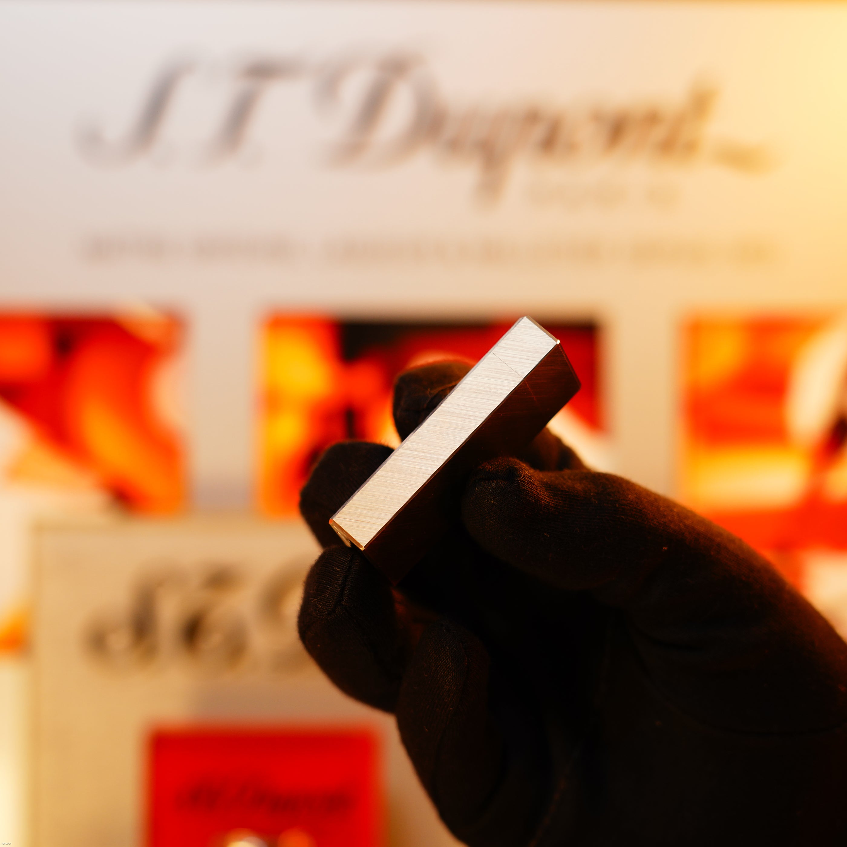 Vintage 1980 Cartier Mini “Pentagon” Lighter – Brushed Heavy Platinum Finish, New Old Stock Condition, Rare Full Set