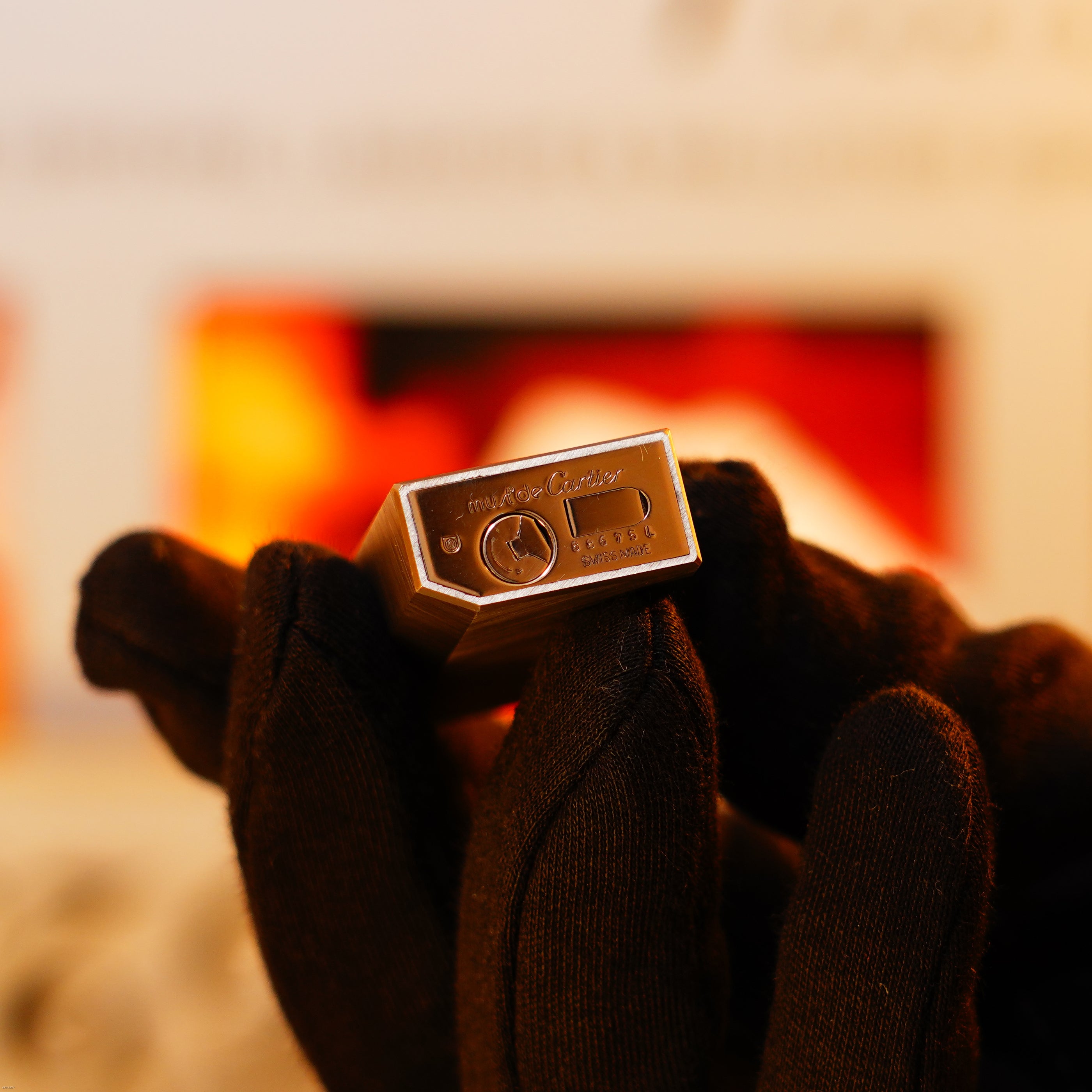 Vintage 1980 Cartier Mini “Pentagon” Lighter – Brushed Heavy Platinum Finish, New Old Stock Condition, Rare Full Set