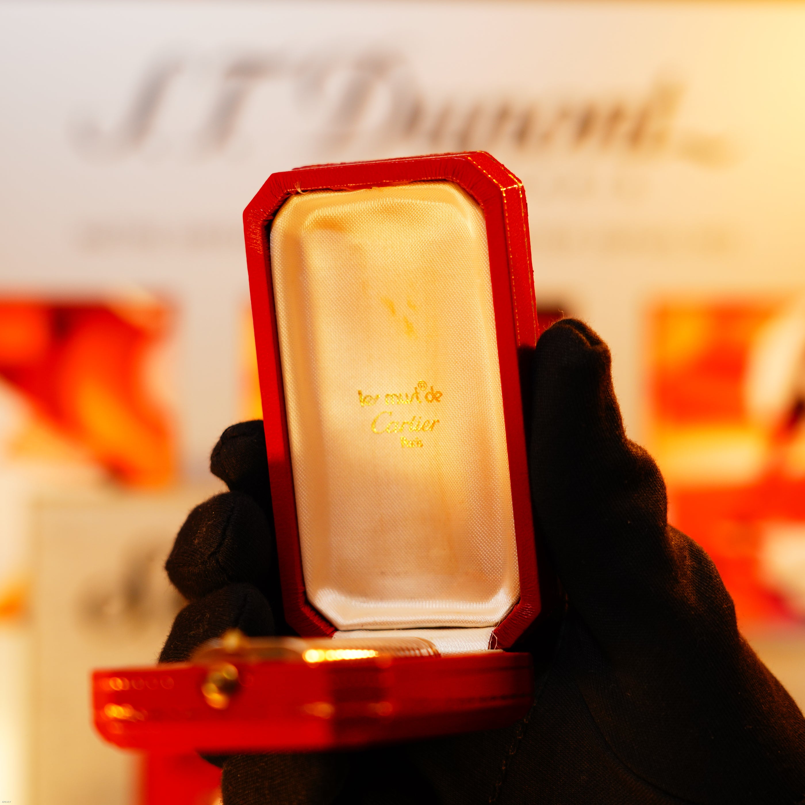 Vintage 1970 Cartier Solid 925 Silver Horizontal‑Line Lighter – Solid 18K Gold Bands, New Old Stock Museum Condition, Rare Full Set