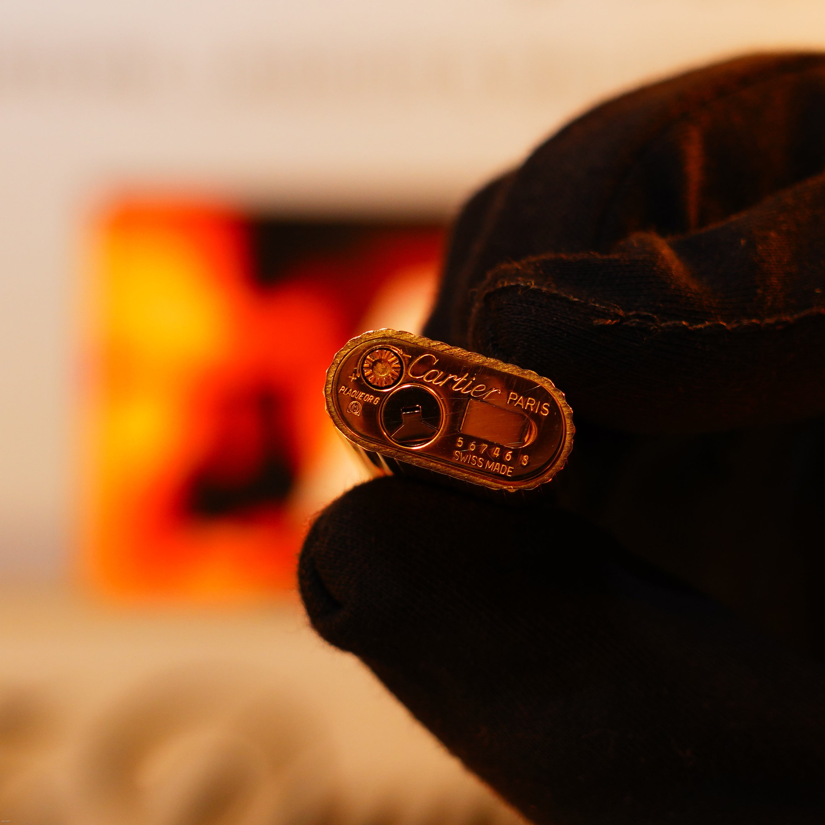 Vintage 1980 Cartier Lighter – Heavy 24K Gold Finish “Modern Diamond Pattern”, Rare Full Set with Box & Papers