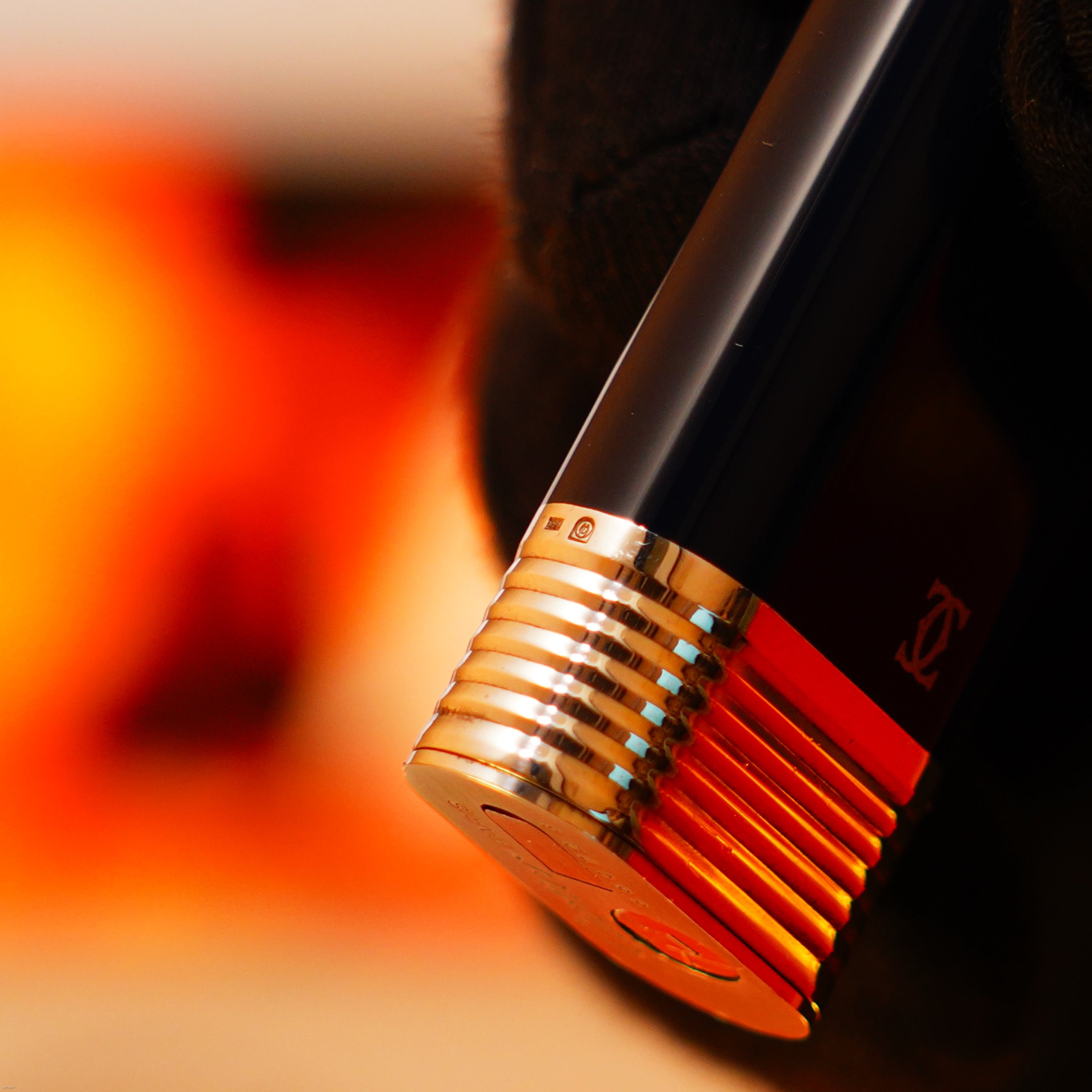 Vintage 1970 Cartier Solid 925 Silver Lighter – Natural Dark‑Blue Lacquer, Extremely Rare Early Model, Large Red Display Box & Papers, Good Condition