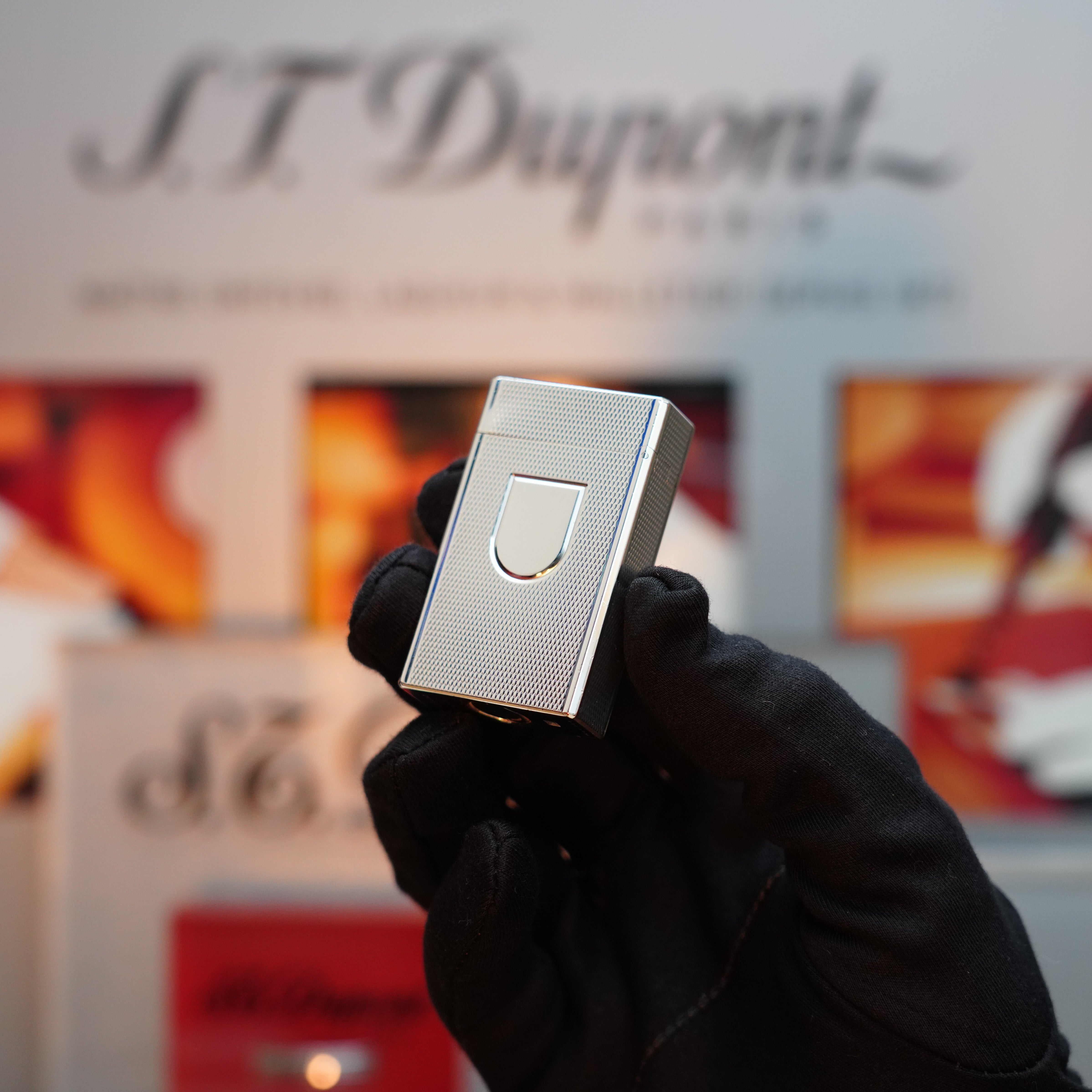 Vintage 1980 St Dupont Heavy Silver Finish Ligne 1 Fine Hobnail