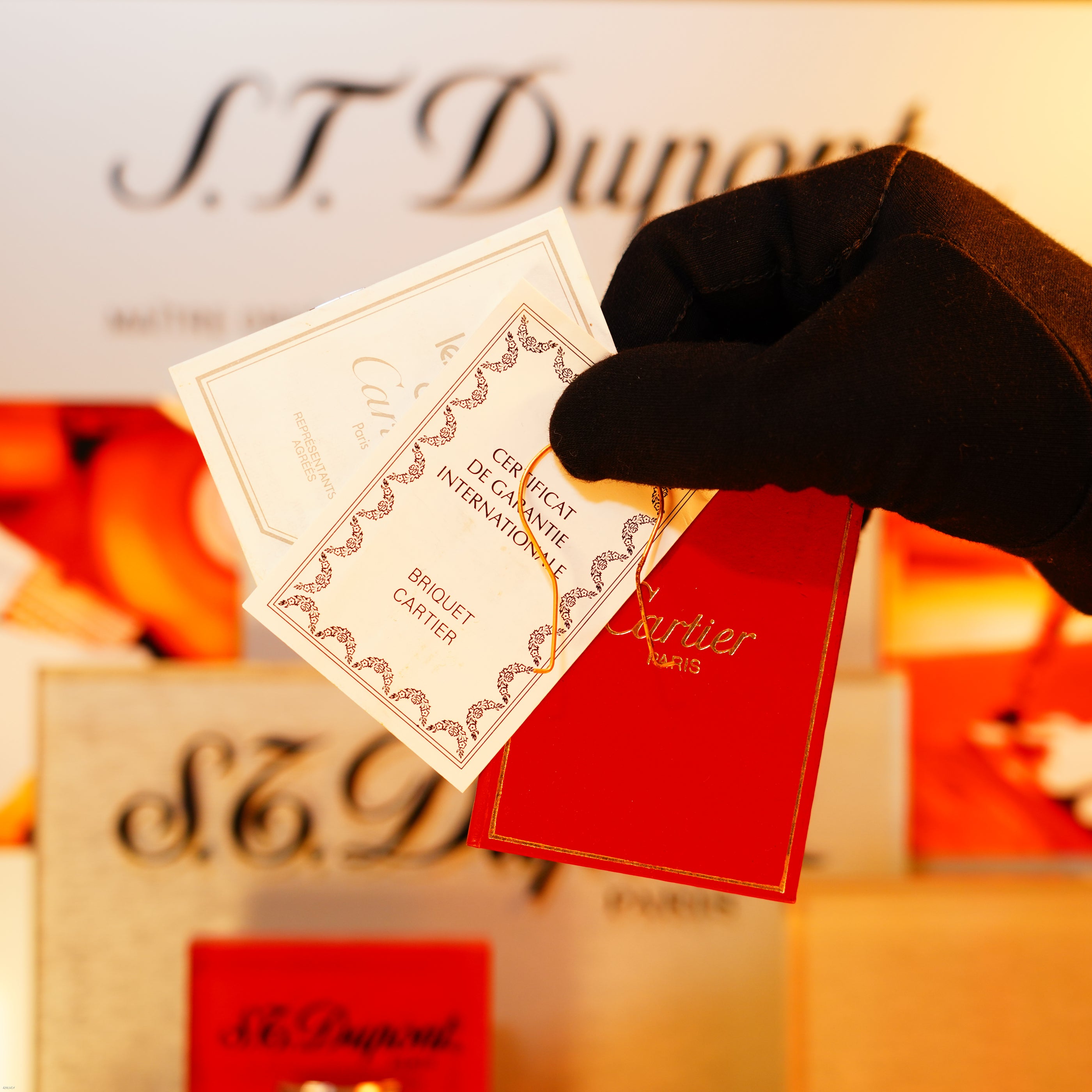 Vintage 1970 Cartier Solid 925 Silver Lighter – Natural Dark‑Blue Lacquer, Extremely Rare Early Model, Large Red Display Box & Papers, Good Condition