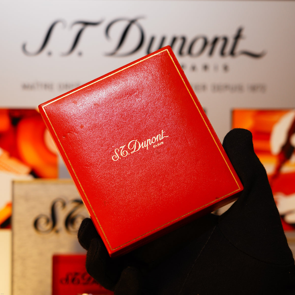 Vintage 1990 S.T. Dupont Ligne 2 Large Dark‑Blue Natural Lacquer Lighter – Rare Model with Full Set, Used with Scratches and Dent, Priced Accordingly